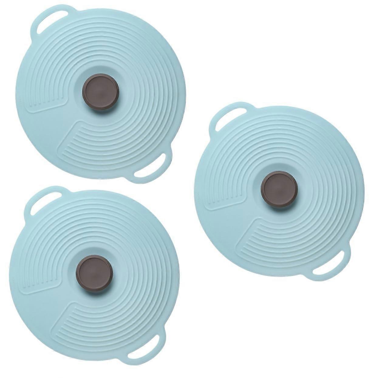 Silicone Pot Lid Set - 3pcs Airtight Food Storage Containers with Lids for Microwaves, Clear Bowls, Green