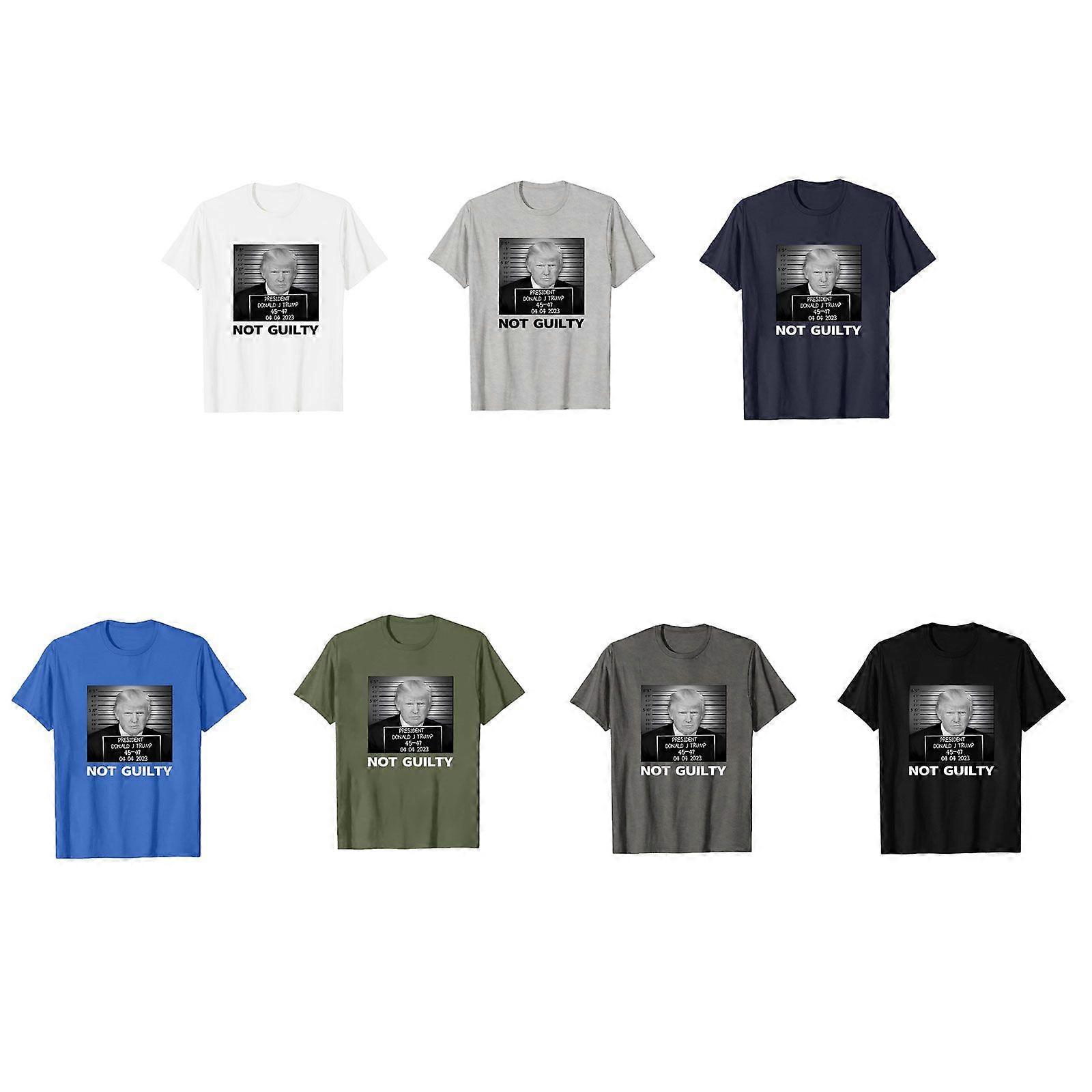 thumbnail image 2 of Donald Trump Police Mugshot T-Shirt – 'Not Guilty' 45-47 Tee, Men's, Made In USA 2 of 6