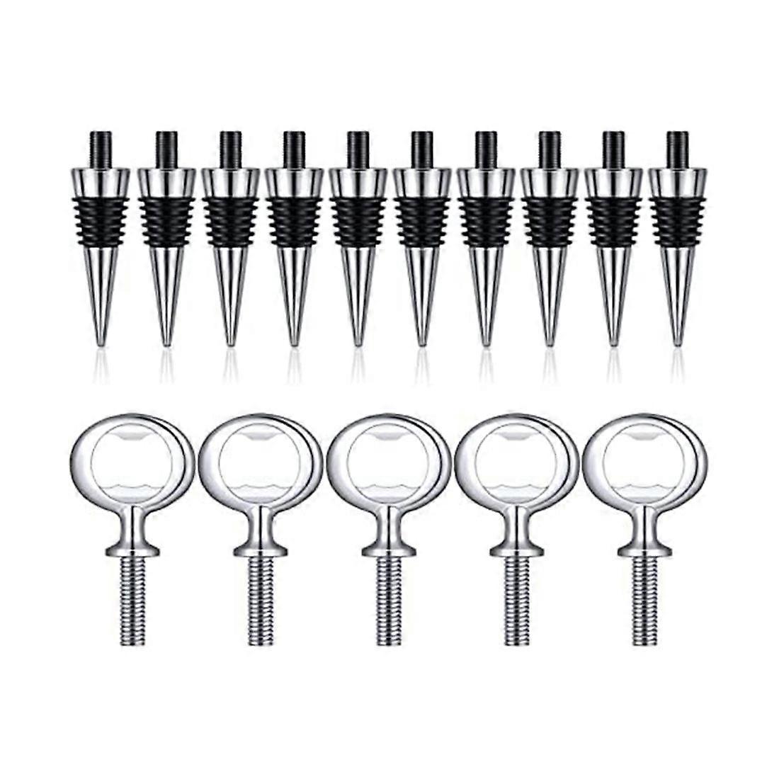 10Pcs Wine Stopper and 5Pcs Blank Bottle Opener Bottle Opener Inserts Set Hardware for Wedding Party Turning DIY Project
