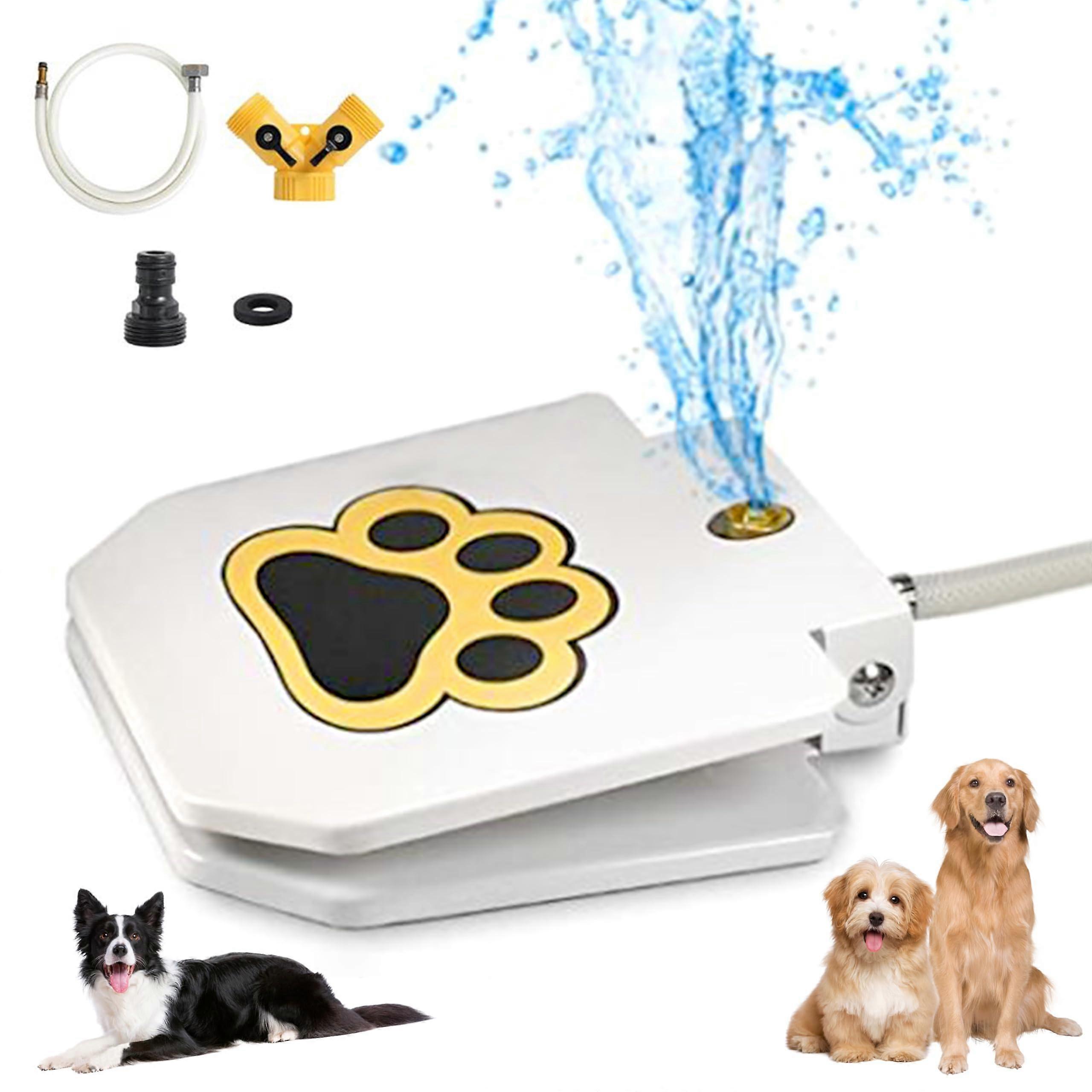 Dog Water Fountain Outdoor - Paw Activated Drinking Sprinkler with Hose, Interactive Valve, Durable Material, Easy Setup