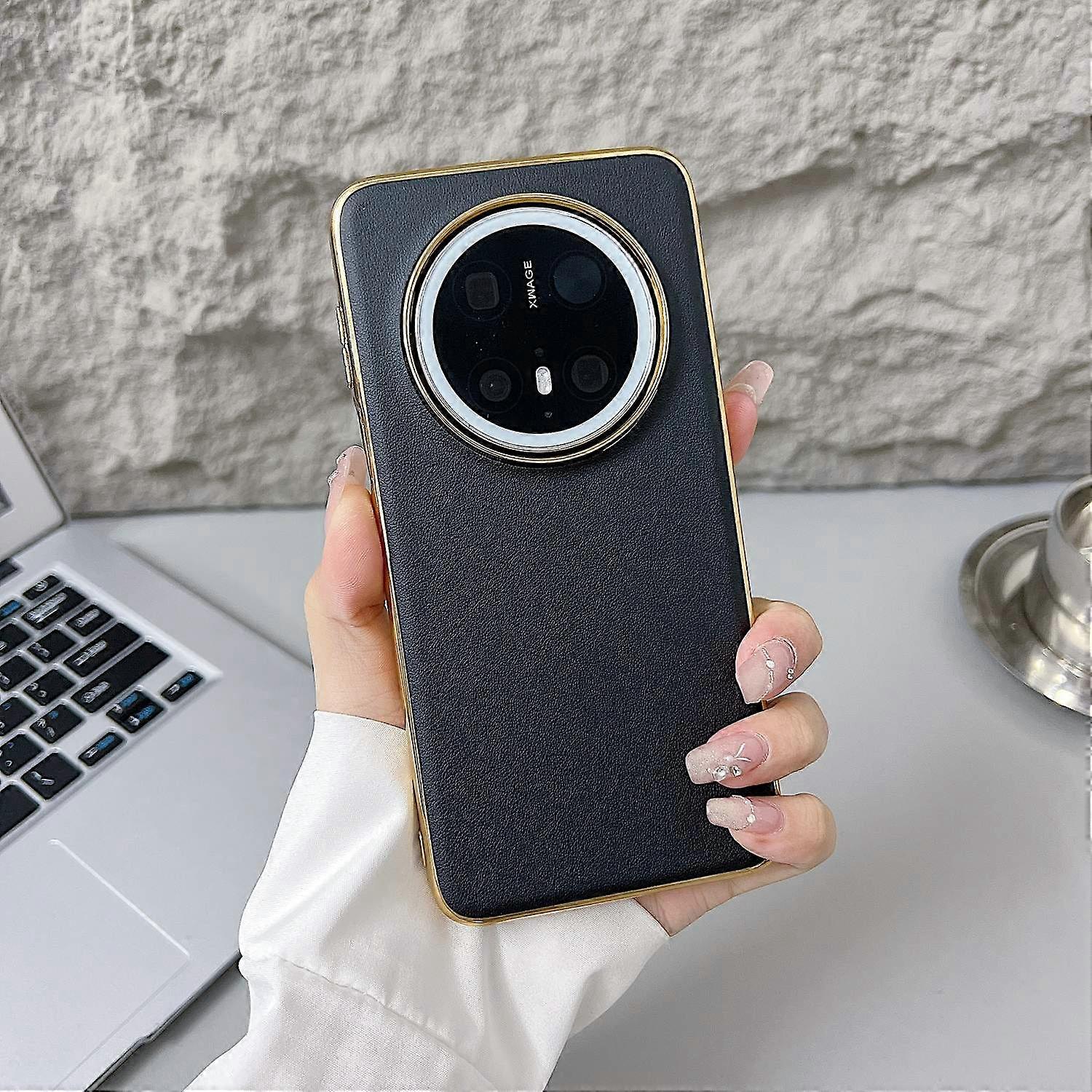 For Huawei Mate 70 Case Nappa Texture PC+PU+TPU Phone Back Cover