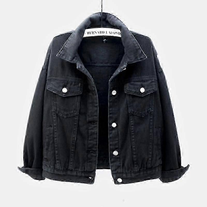 Spring And Autumn Color Large Size Denim Jacket Women's Short Korean Version Loose Bf Long-sleeved Jacket Student Top