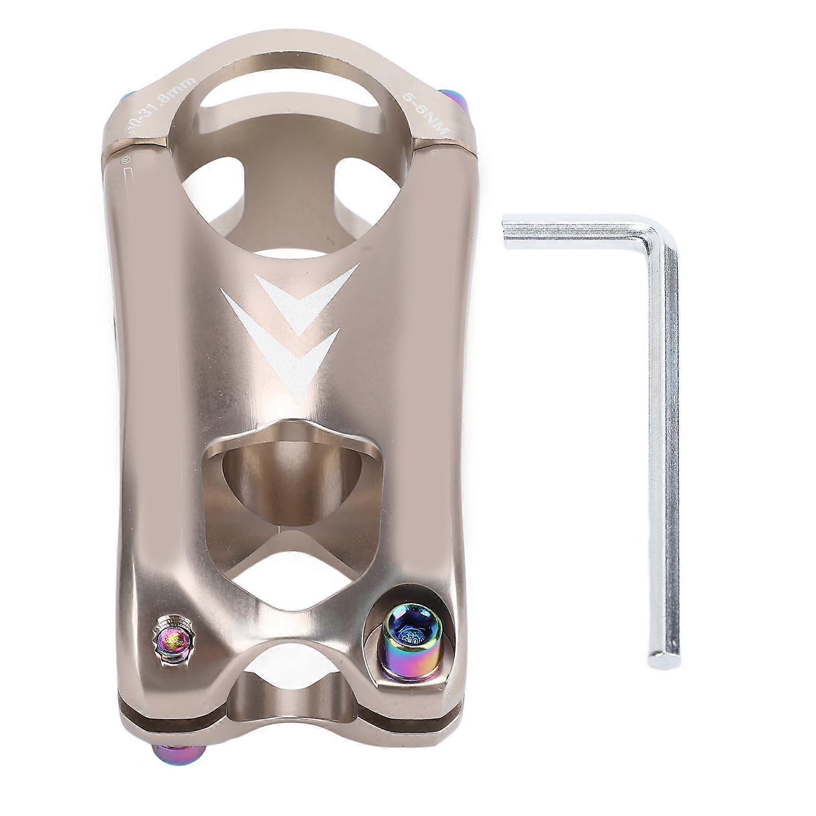 Cycling Stem CNC Hollowed Out High Strength Aluminum Alloy 50mm Handlebar Stem for 28.6mm and 31.8mm Diameter Ti Color
