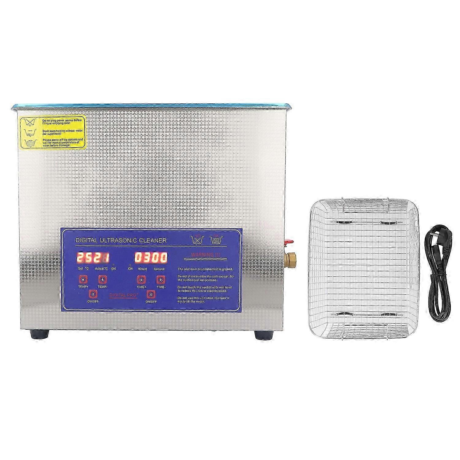 Ultrasonic Cleaner 10l 240w 40khz Stainless Steel Cleaning Machine With Heater And Timer Eu Plug Ac2