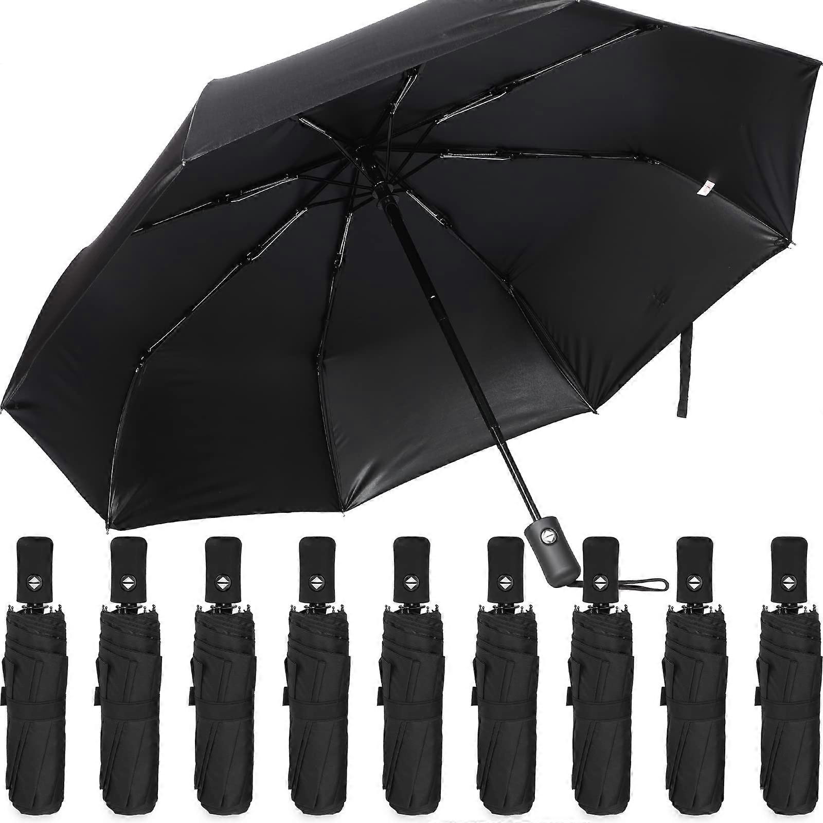 Compact Umbrella, Black, 38.5 in Diameter, 1 lb Weight, Windproof and, pack of 9 Ref: 5555
