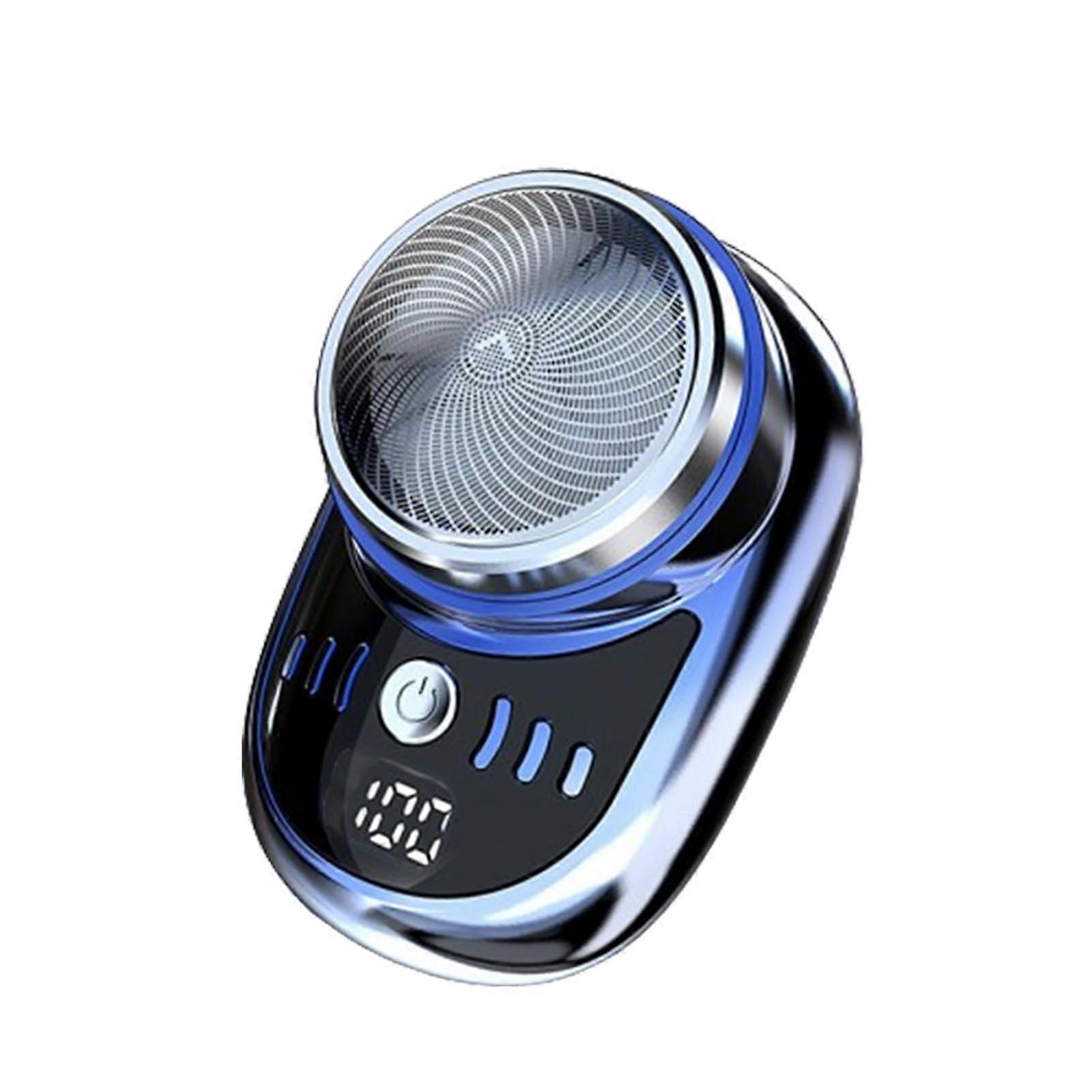 Mini Electric Shavers for Men, USB Rotary, Rechargeable for Travel (Light Blue)