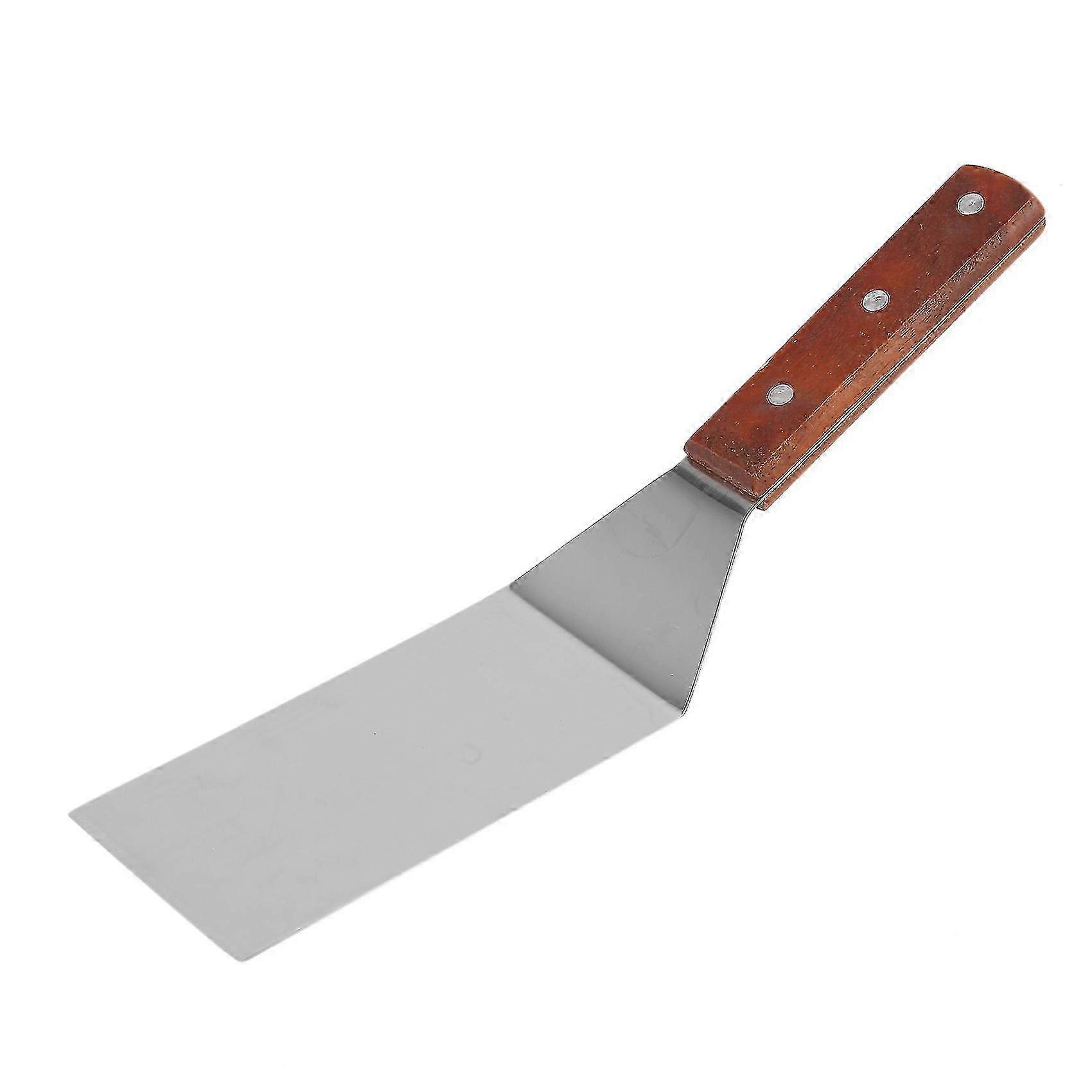 Stainless Steel Flat Frying Spatula With Wooden Handle Ideal For Cooking Pizza And Steak, Versatile Kitchen Tool