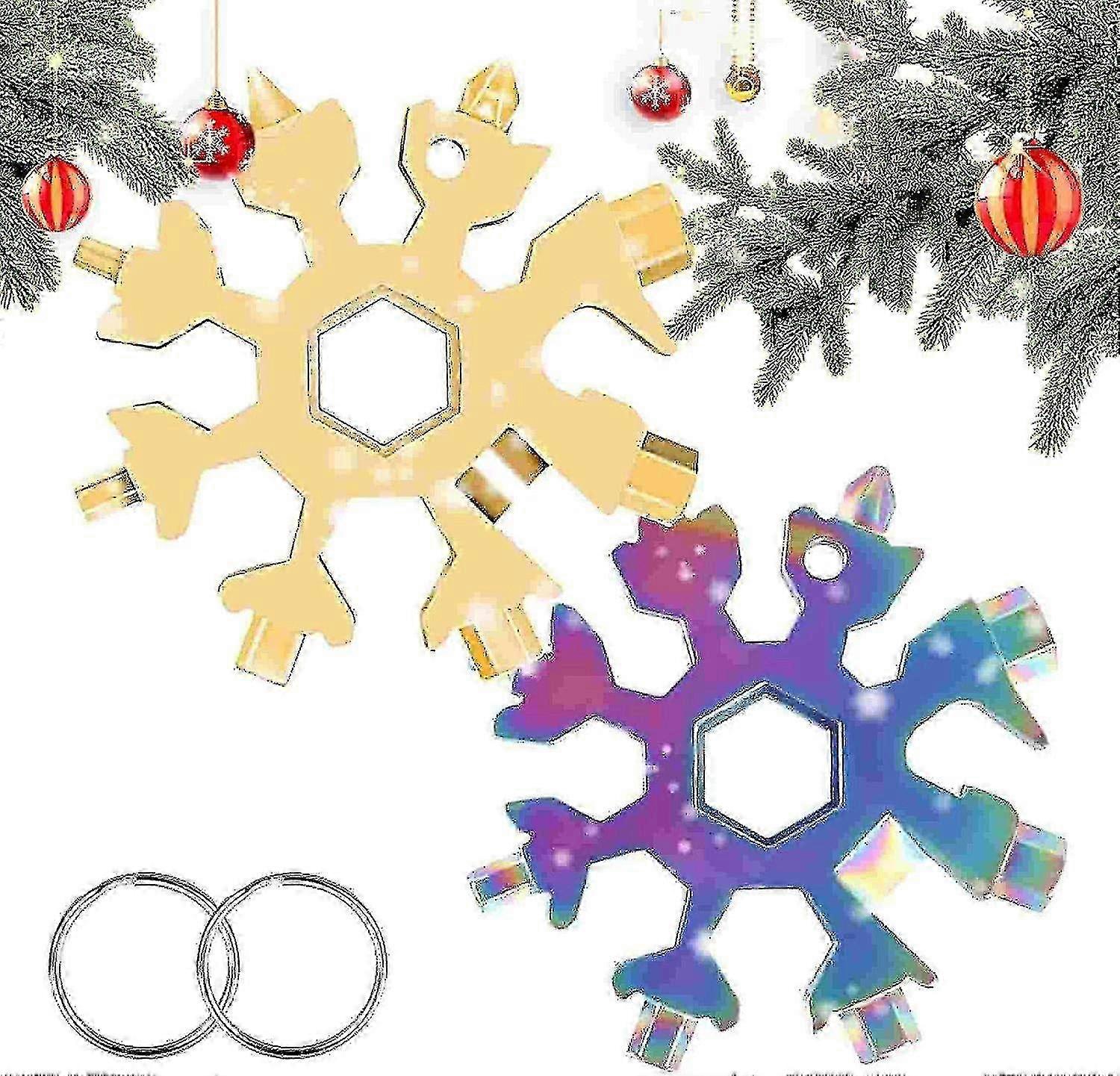 2 Pcs 18 In 1 Snowflake Multi-tool, Snowflake Screwdriver, Portable Stainless Steel Versatile Tool, Multi-function Universal Snowflake Tool.