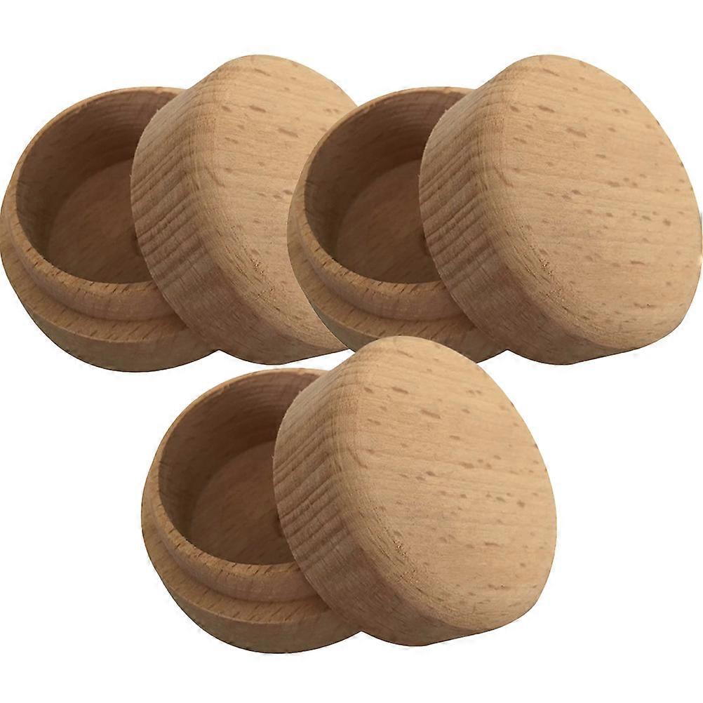 Ring Box Wooden Ring Container Storage Compact Design Proposal Light Brown 3Pcs