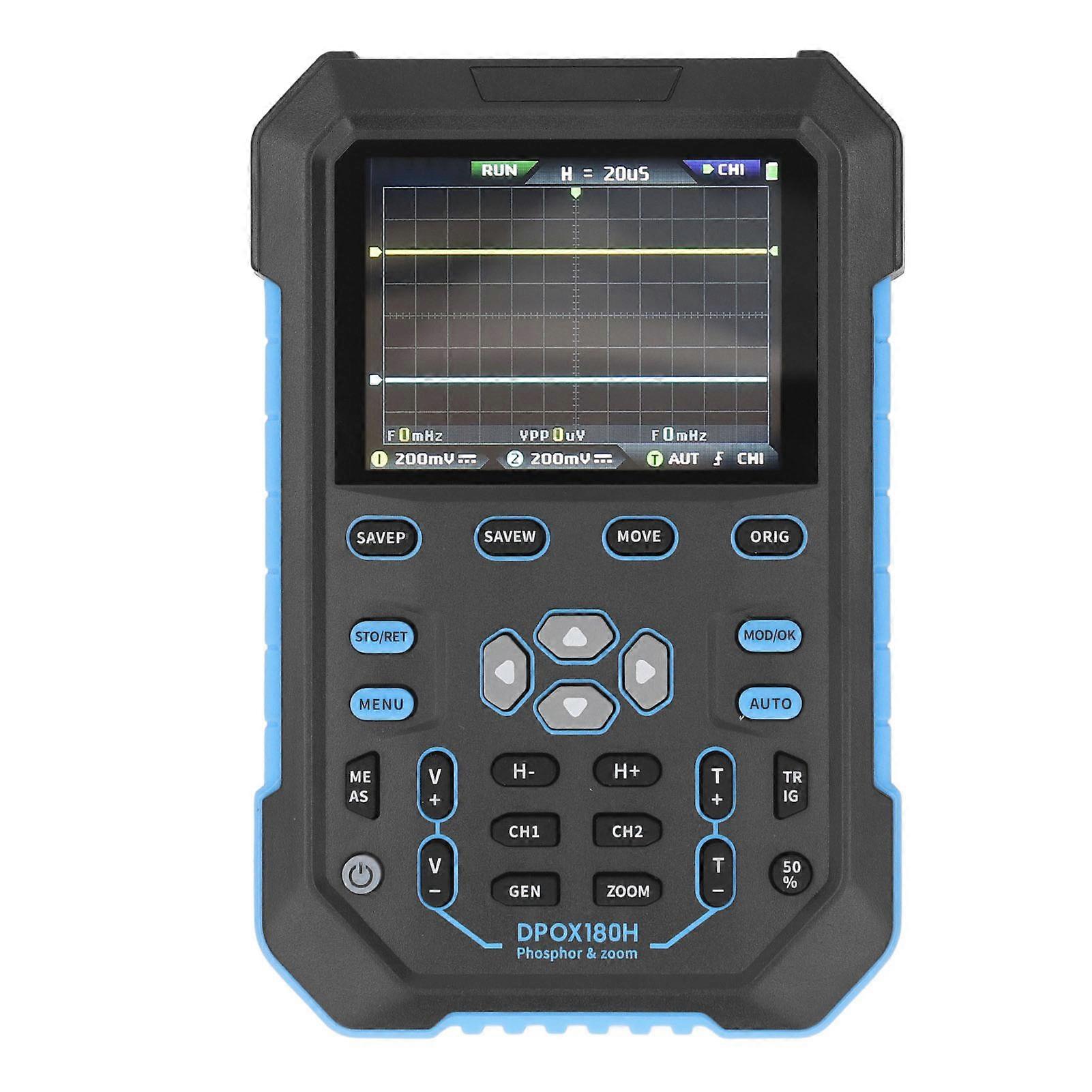 Digital Oscilloscope 2 Channel 180Mhz Bandwidth Signal Generator Handheld 500MSPS Sampling Rate Blue