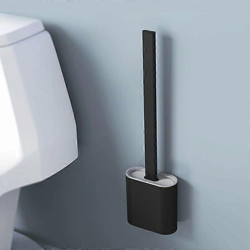 Silicone Toilet Brush and Holder, Long Handle Detachable Toilet Brush, Floor/Wall Mount with Water Filter Base for Corners and Small Gaps Between Toil