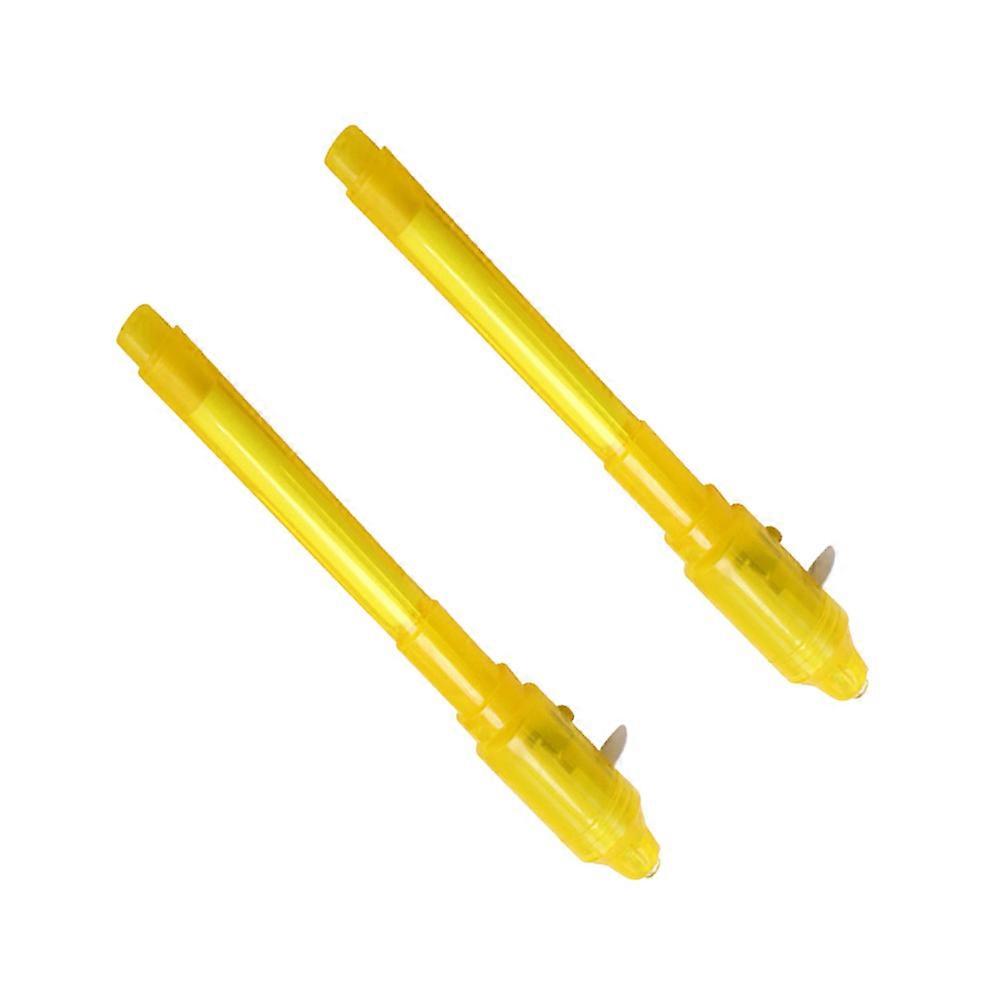 Highlighter Marker Pen Invisible Ink Pen For Children With Button Battery Included Yellow 2Set