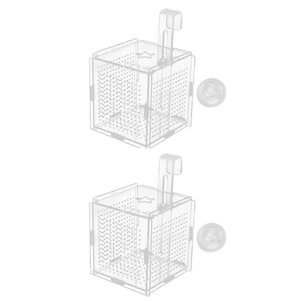 Fish Breeding Box Acrylic Aquarium Owners Fish Isolation Transparent 20.00X10.00X10.00CM Top-hole Feeding Design 2Sets
