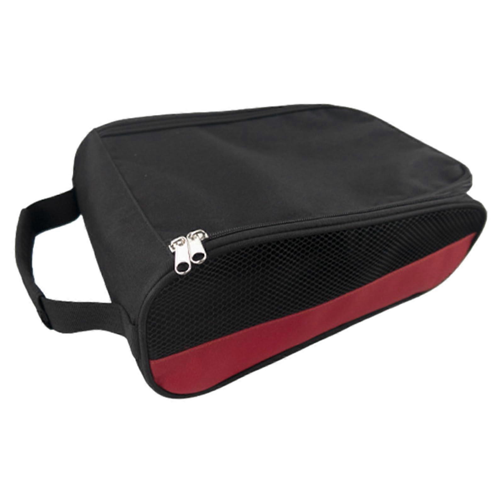 Shoe Carrier, Water Resistant Strap Handle with Zip, Breathable Mesh Ventilation, red