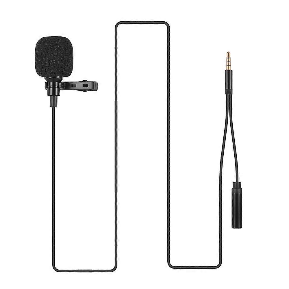 Mini Clip-on Lapel Lavalier Condenser Microphone Mic with 3.5mm Headphone Output Jack for iPhone iPad Android Smartphone DSLR Camera Computer PC Lapt