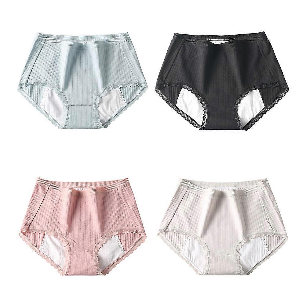 Postpartum Menstrual Briefs for Women Cotton Leak Proof Reusable Menstruation Mid Waist 4Pcs