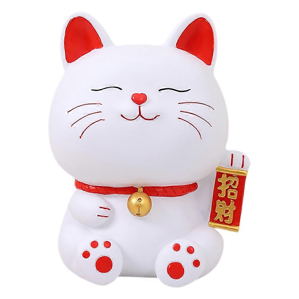 Lucky Waving Cat Japanese Style Lucky Cat Money Bank Fortune Cat Figure Wealth Accumulation present Giving White 19.00X15.00X13.00CM 1Pack
