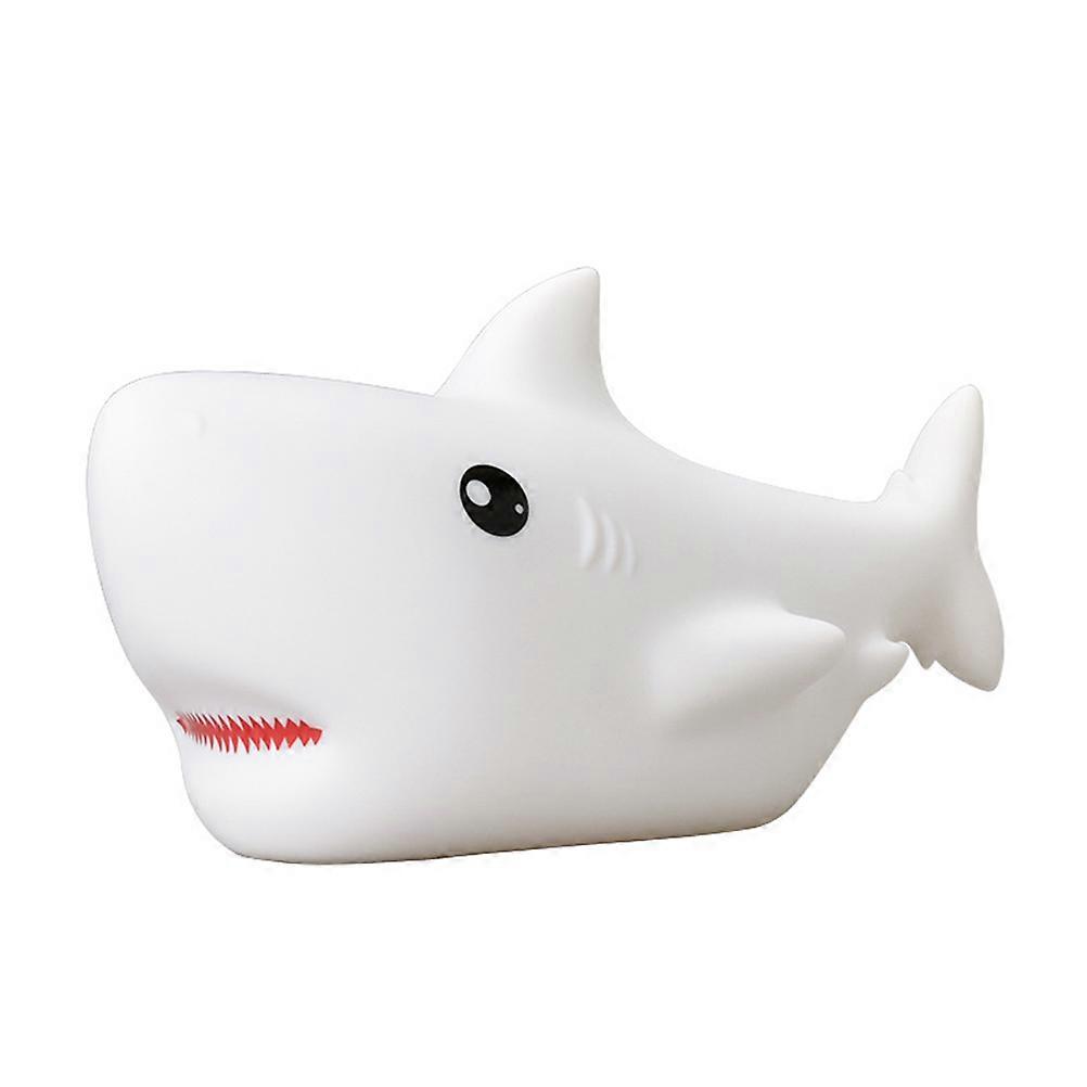 Night Light Cute Shark Shape Silicone Material Warm White Lighting For Kids Home Decoration 1Set