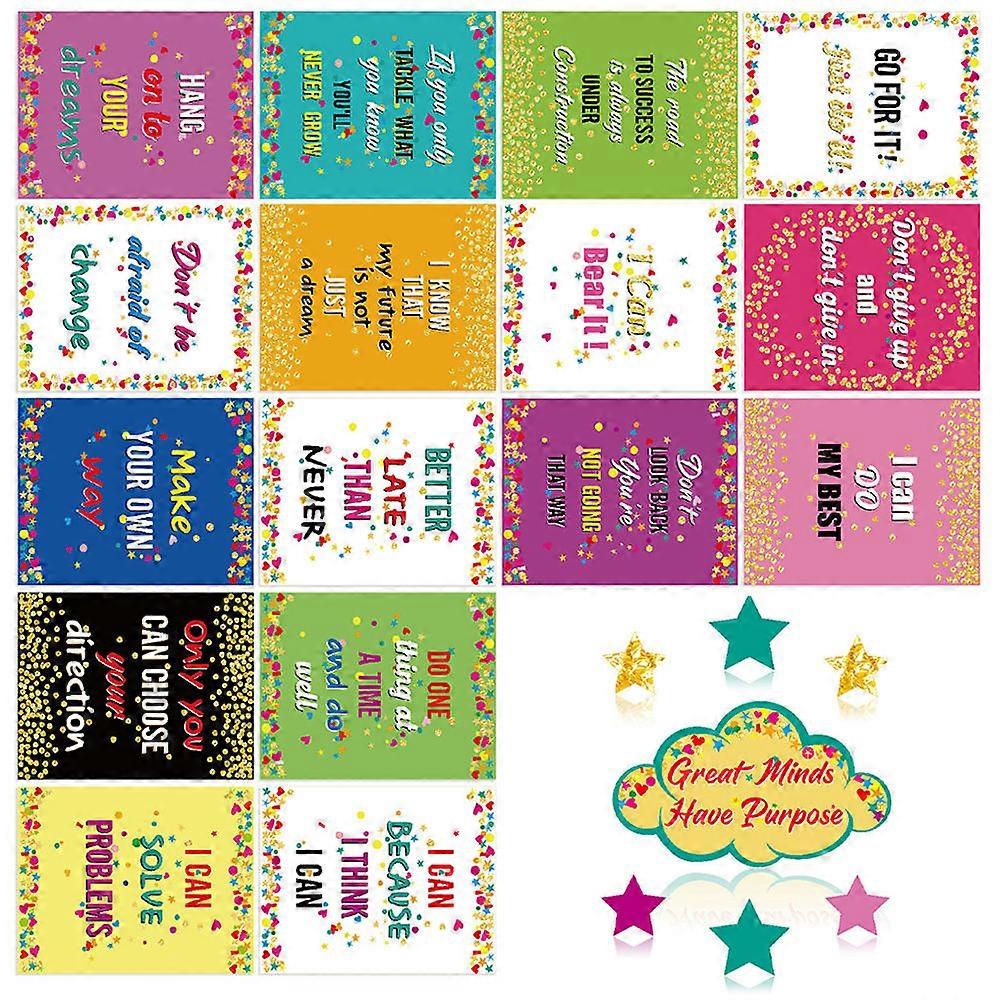 Positive Posters Inspirational Wall Decor For Home School Office Assorted Color Rectangle Various Styles 1Set
