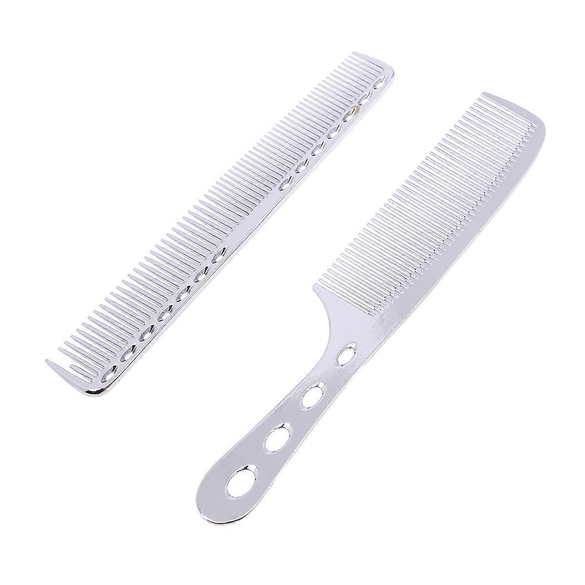 Sectioning Hair Professional Barber Comb Set Pack For Salon Combs Silver 2Pack