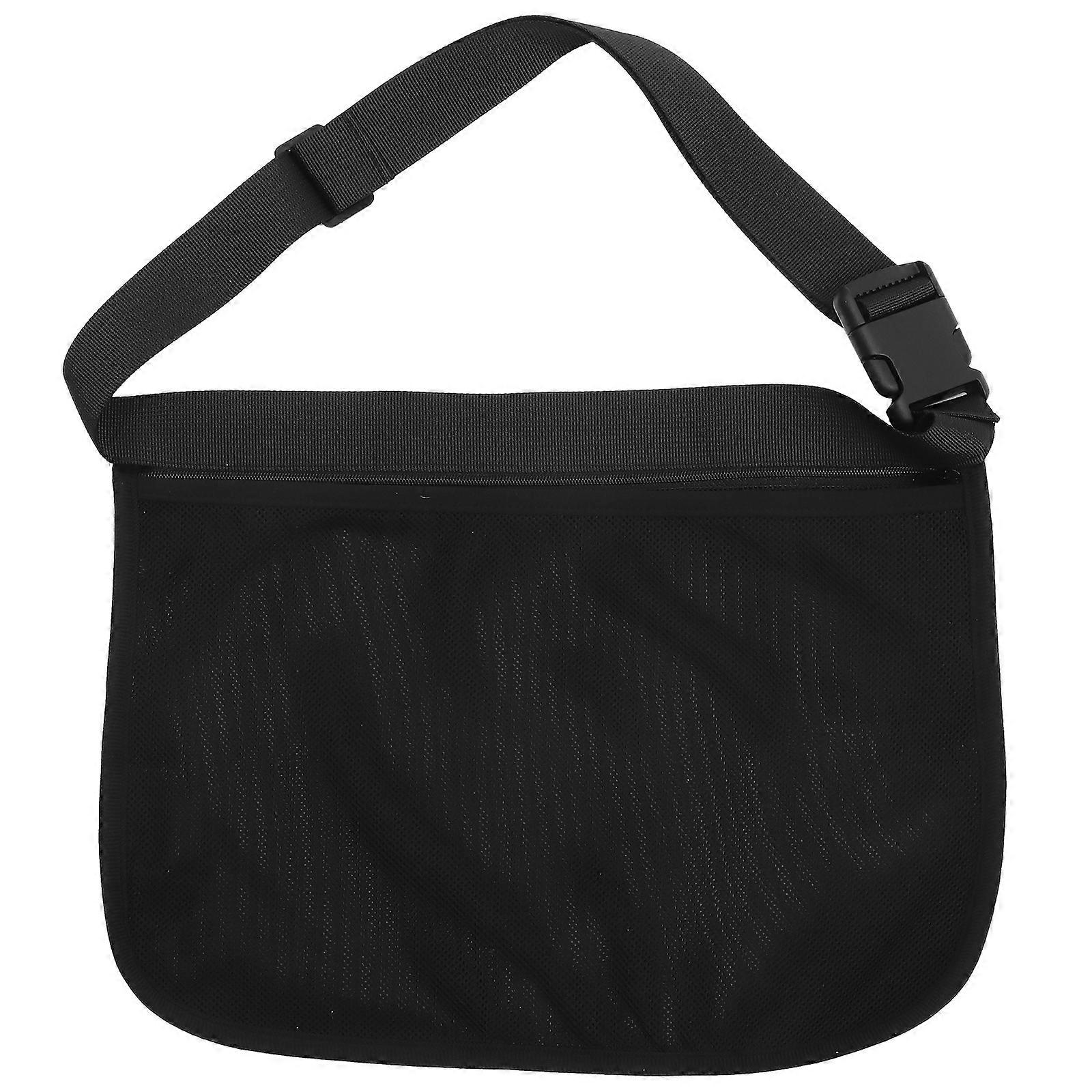 Practical Tennis Ball Pouch Mesh Design Outdoor Activities Black 44x25cm Zipper Closure 1Pack