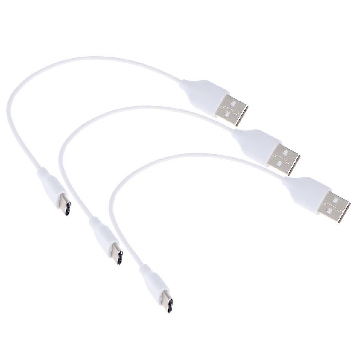 Usb To Type C Cable 3Pcs 20Cm White Portable Intelligent Chip Protection Data Transfer