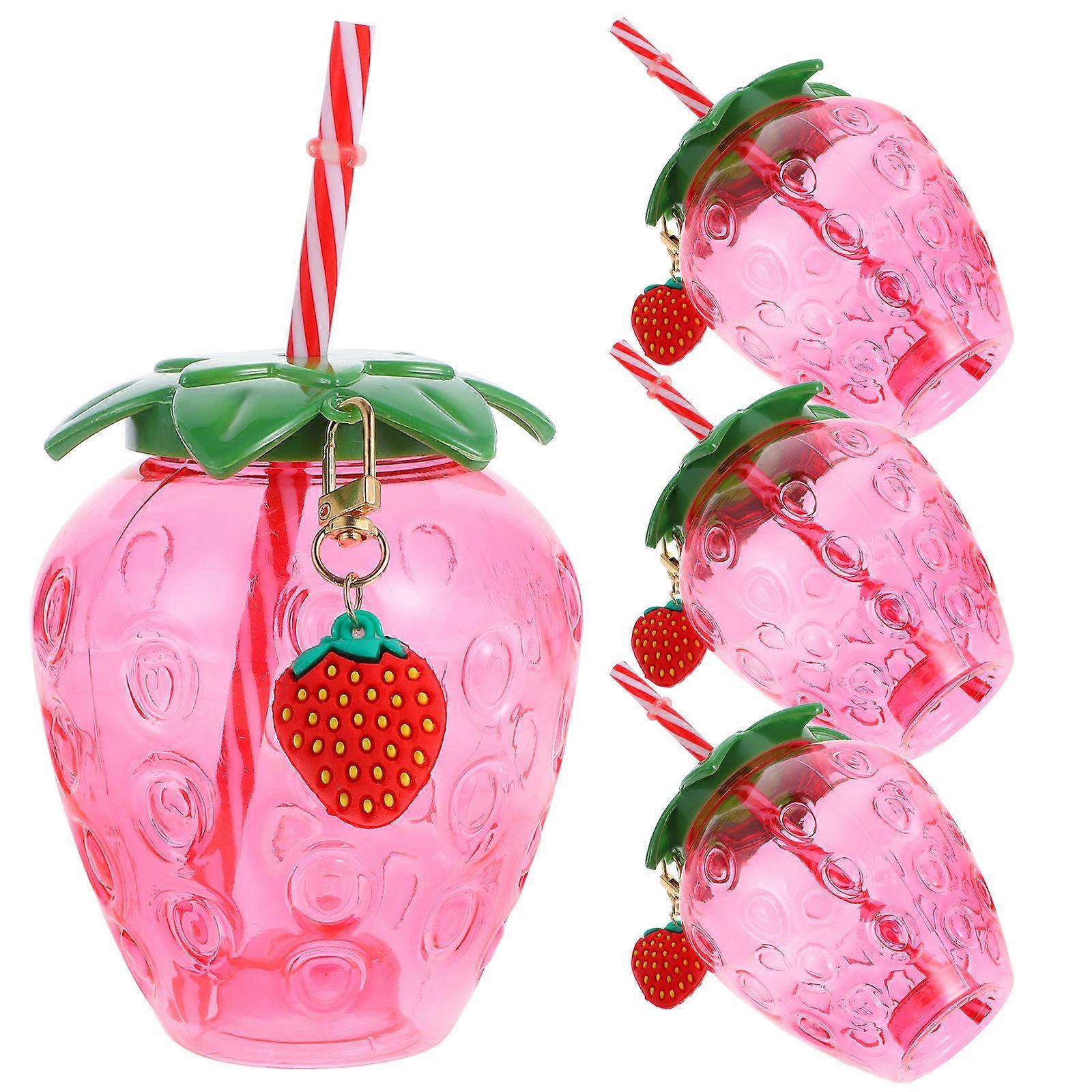 Lovely Strawberry Shaped Drinking Cups for Students Assorted Color 12.00X10.00X9.50cm With Straw