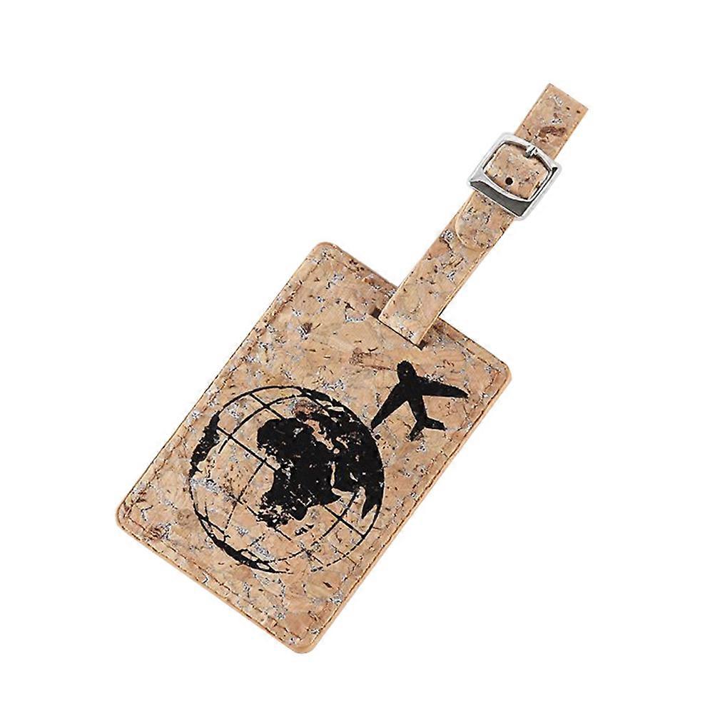 Travel Bag Tag Wooden Pattern Multi Functional Name Holder Travel Use Artificial Leather 1Pcs