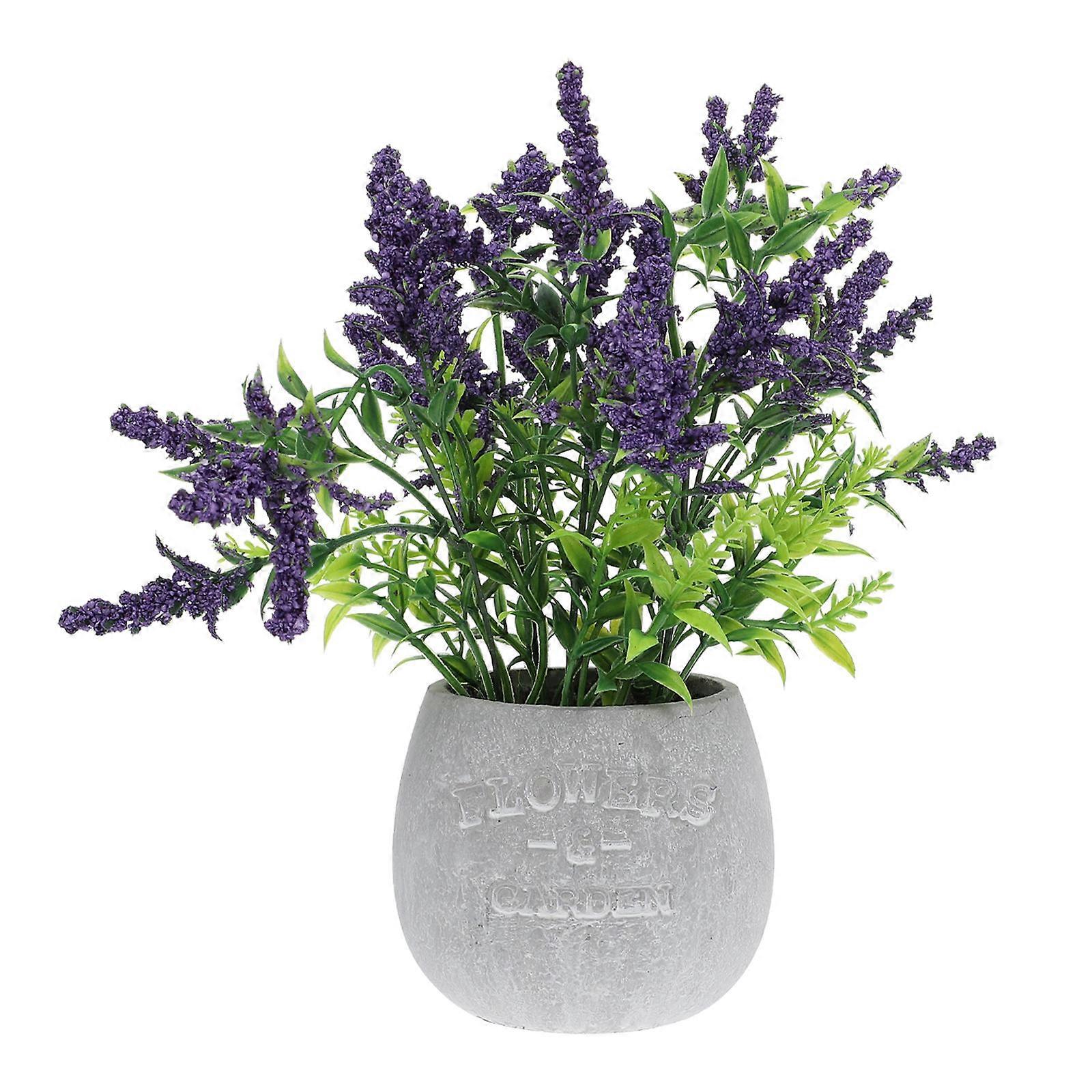 Desktop Plant Ornament Simulation Lavender Potted Ornament Home Decoration Office Decoration 9x9x25cm 1Pack