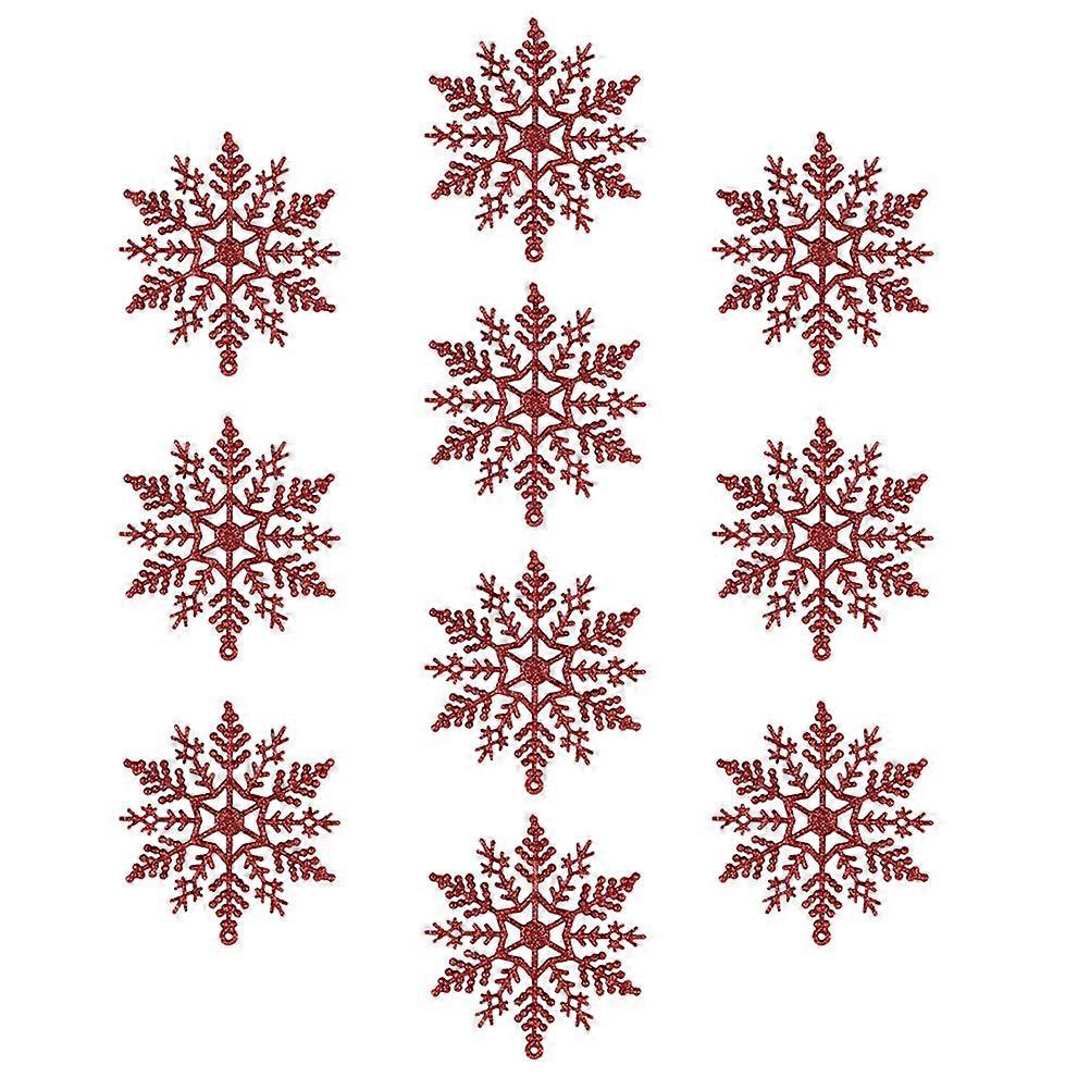 Red Snowflake Ornaments Christmas Ornaments Home Styles For Bedrooms Red 10x10 Cm Acrylic Shatterproof 24Pcs