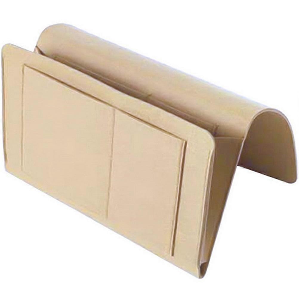 Felt Hanging Bedside Storage Organizer Pockets for Dorms & Bunk Beds – Multi Pocket Shelf for Phones, Tablets, Remotes, Magazines – Beige