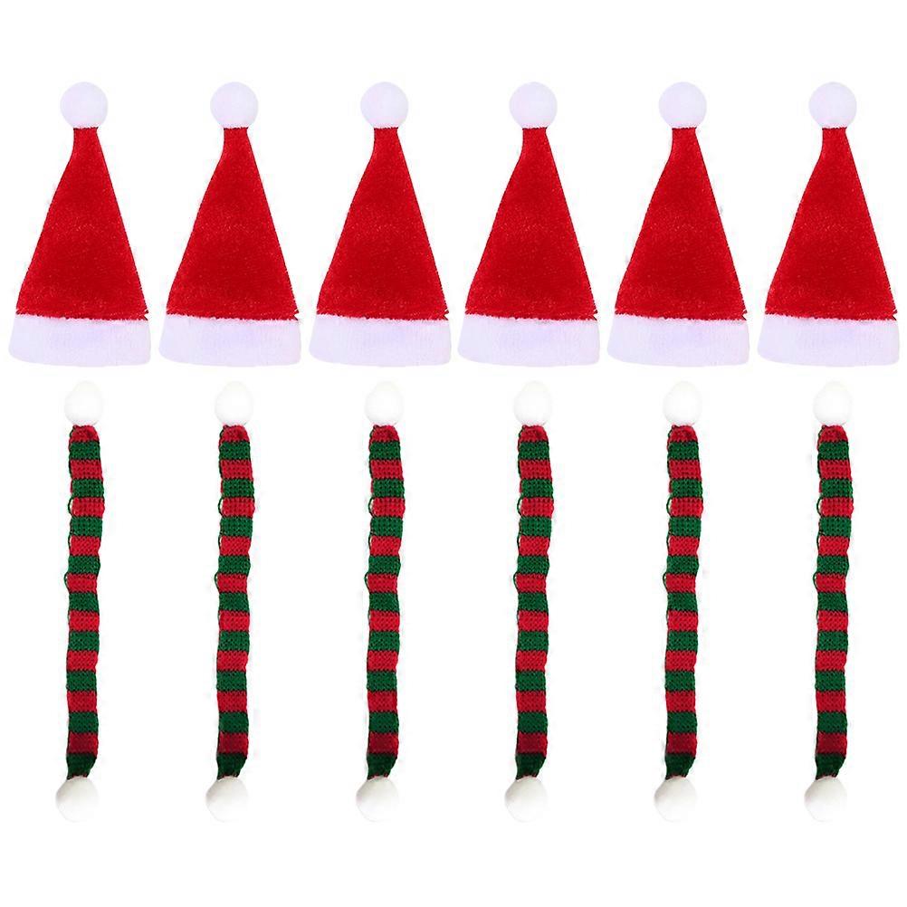 Mini Christmas Knit Hats with Red & Green Scarves – Festive DIY Craft Decorations for Holiday Ornaments, Dolls & Photo Props