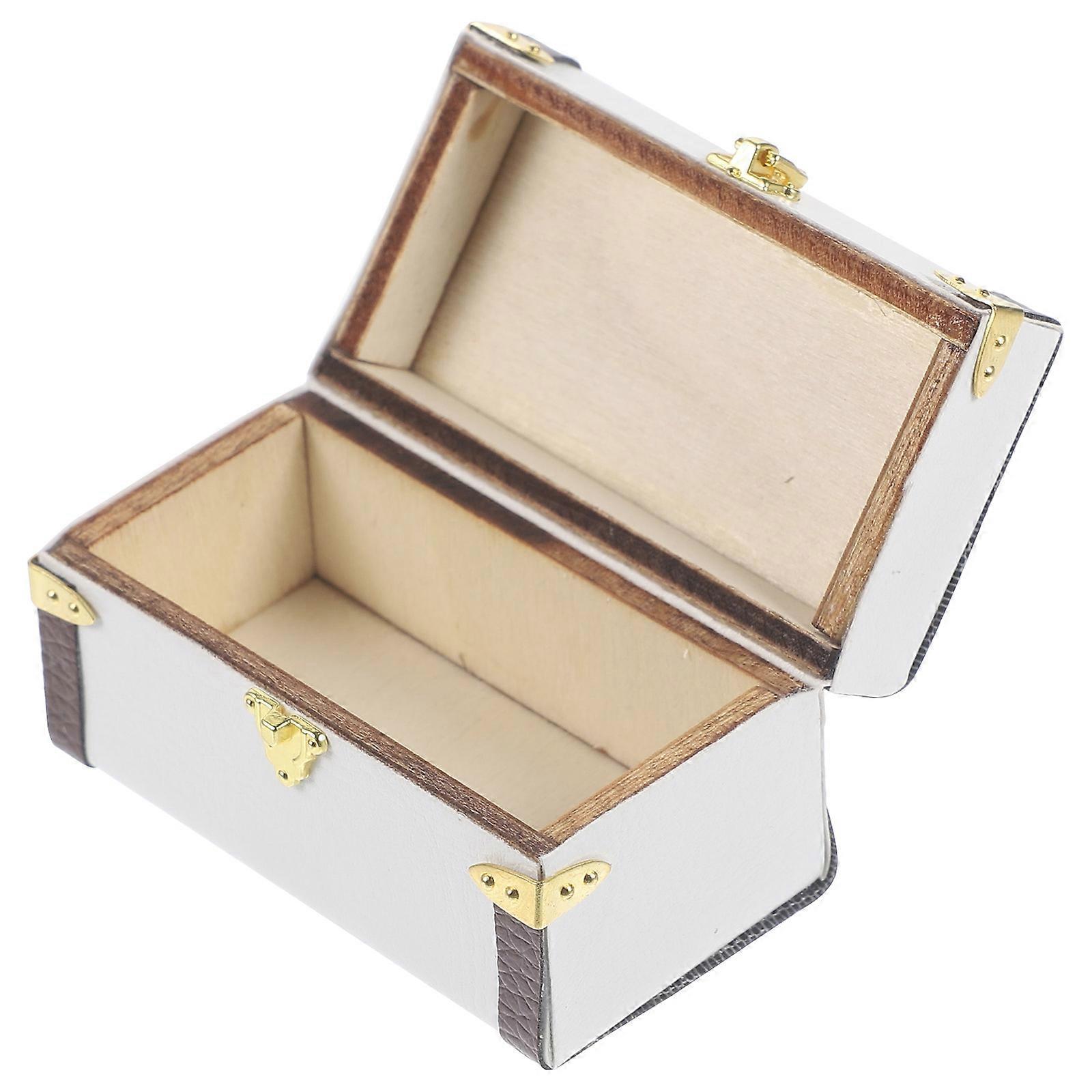 Mini Box Dollhouse Decoration Storage Box Vintage Home Decoration White Rectangular Storage 1Pcs