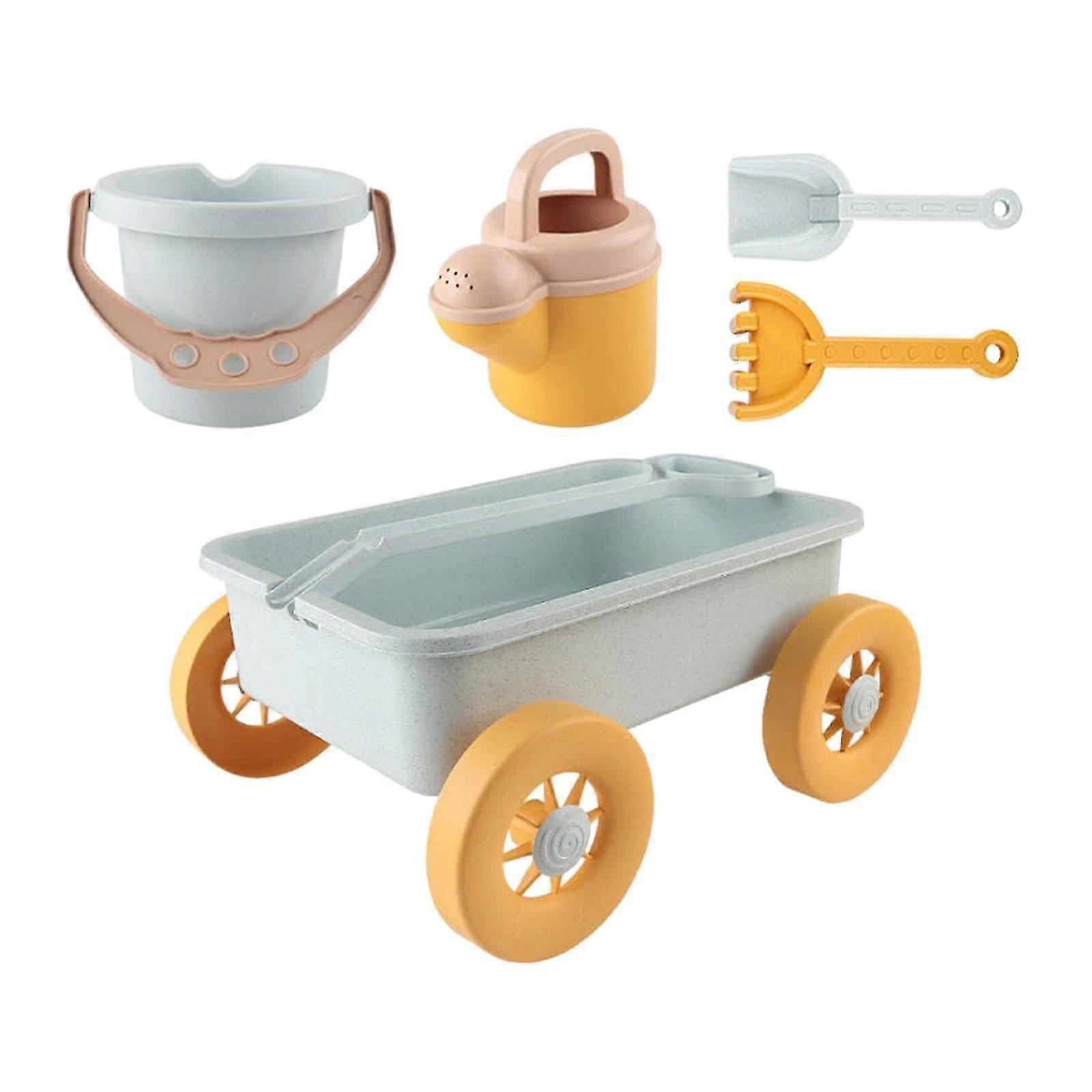5Pcs Pretend Play Wagon Toy Birthday Gift Sand Toy Trolley for Seaside Beach
