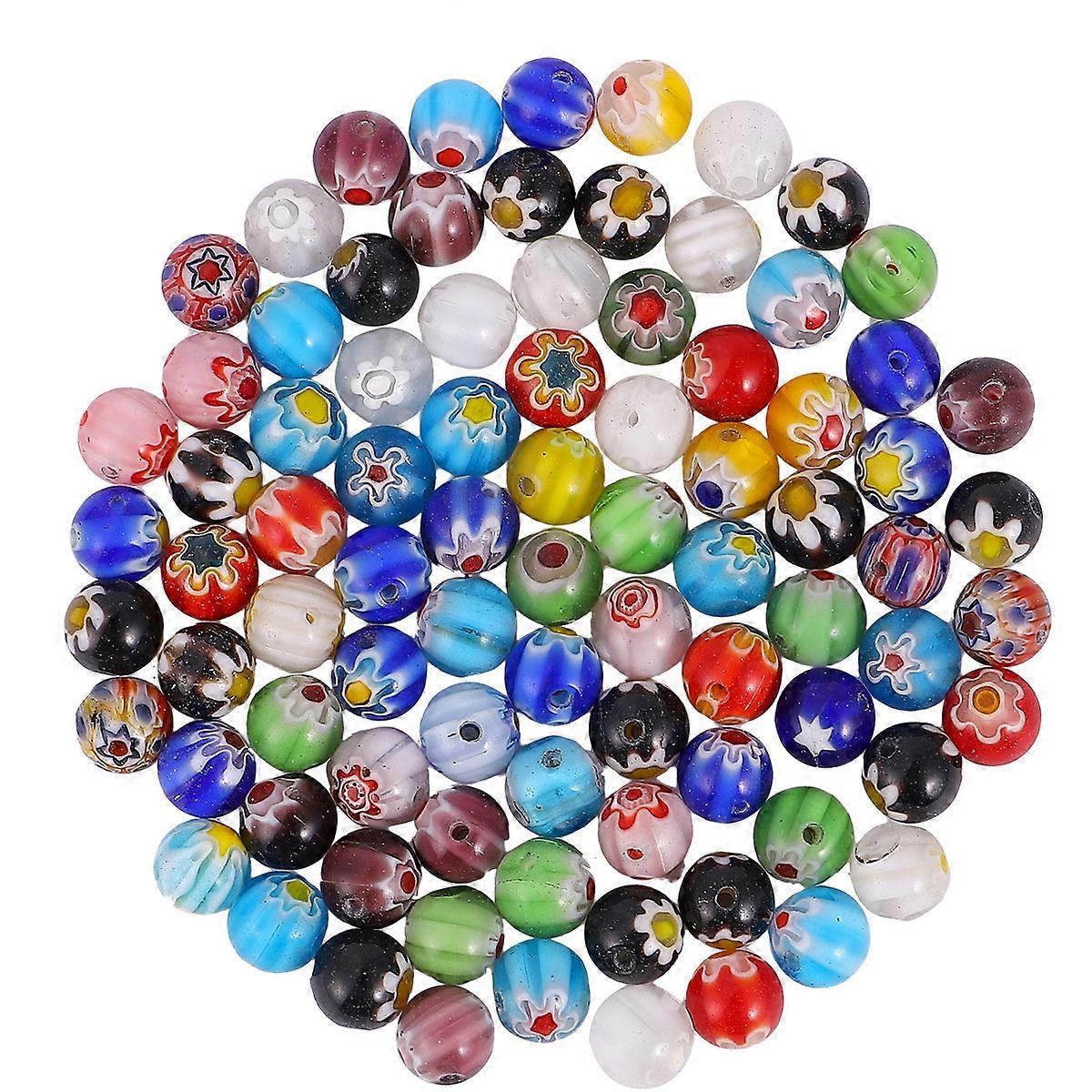 Jewelry Making Loose Beads Multi Coloured Round For Bracelets Craft Projects 100Pcs