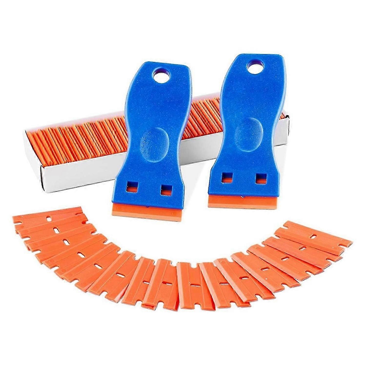 2PCS Razor-Blade Scraper,Plastic Scraper Tool with 120PCS Plastic  ,Cleaning Scraper Remover