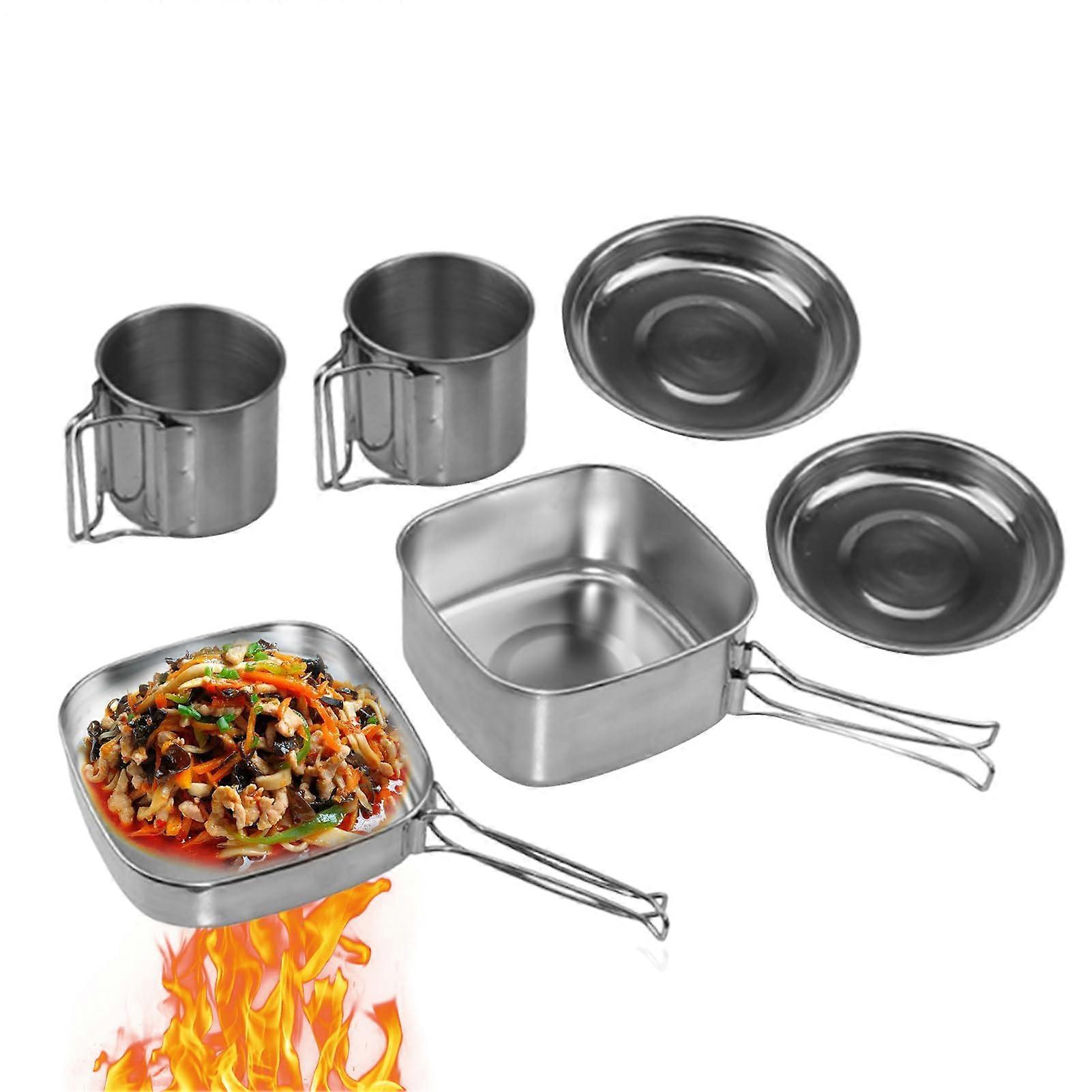 Camping pans pots, 6piece portable accessory for frying stewing on the go