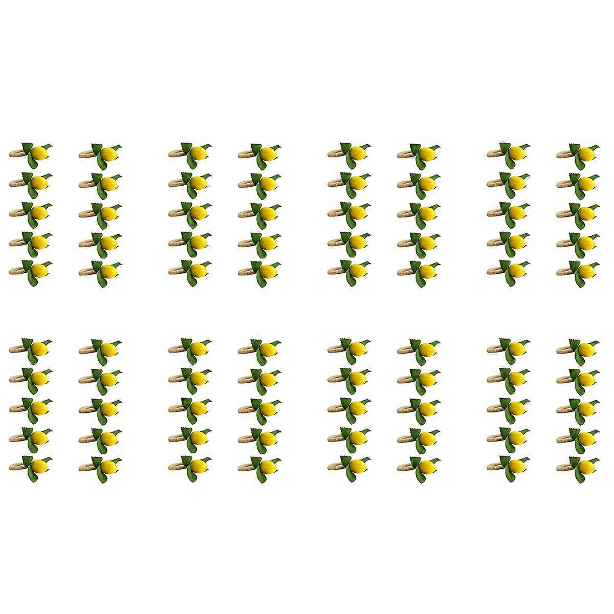 80PCS Handmade Napkin Rings Yellow Faux Lemon with Vine Napkin Ring for Wedding, , Banquet,