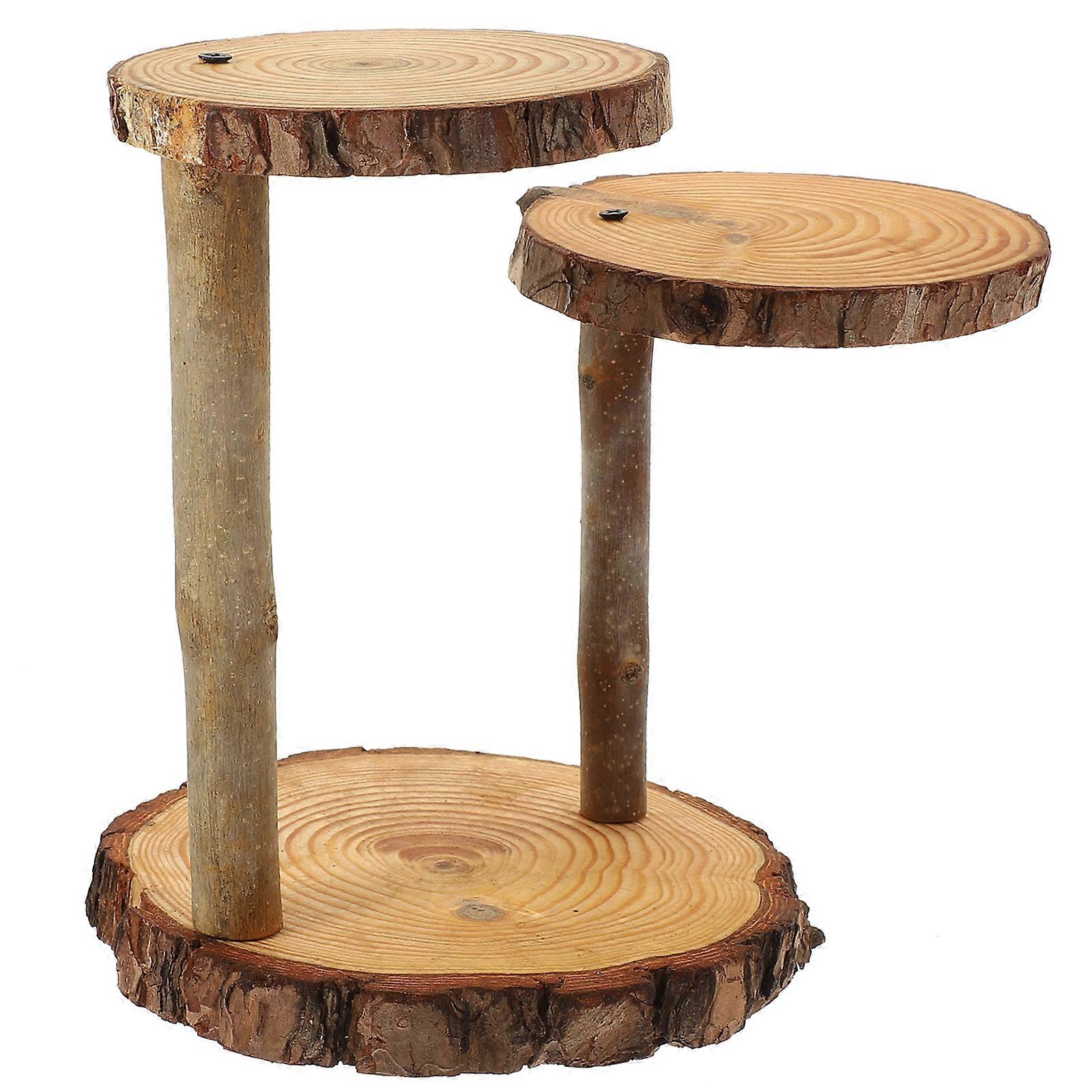 Rustic Dessert Stand Set Cupcake Holder Wooden Rustic Style For Party 24X19X14CM 1Set