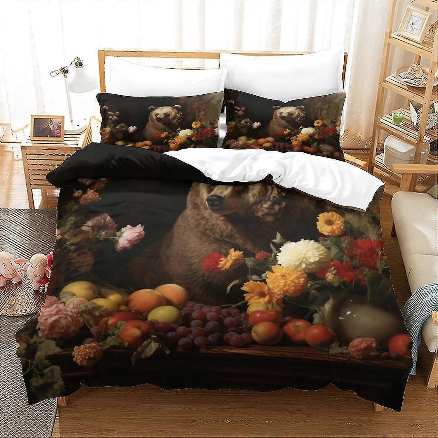 3 Piece Bedding Set with 3D Duvet Cover and Pillowcases, Hypoallergenic Soft Microfiber, King Size