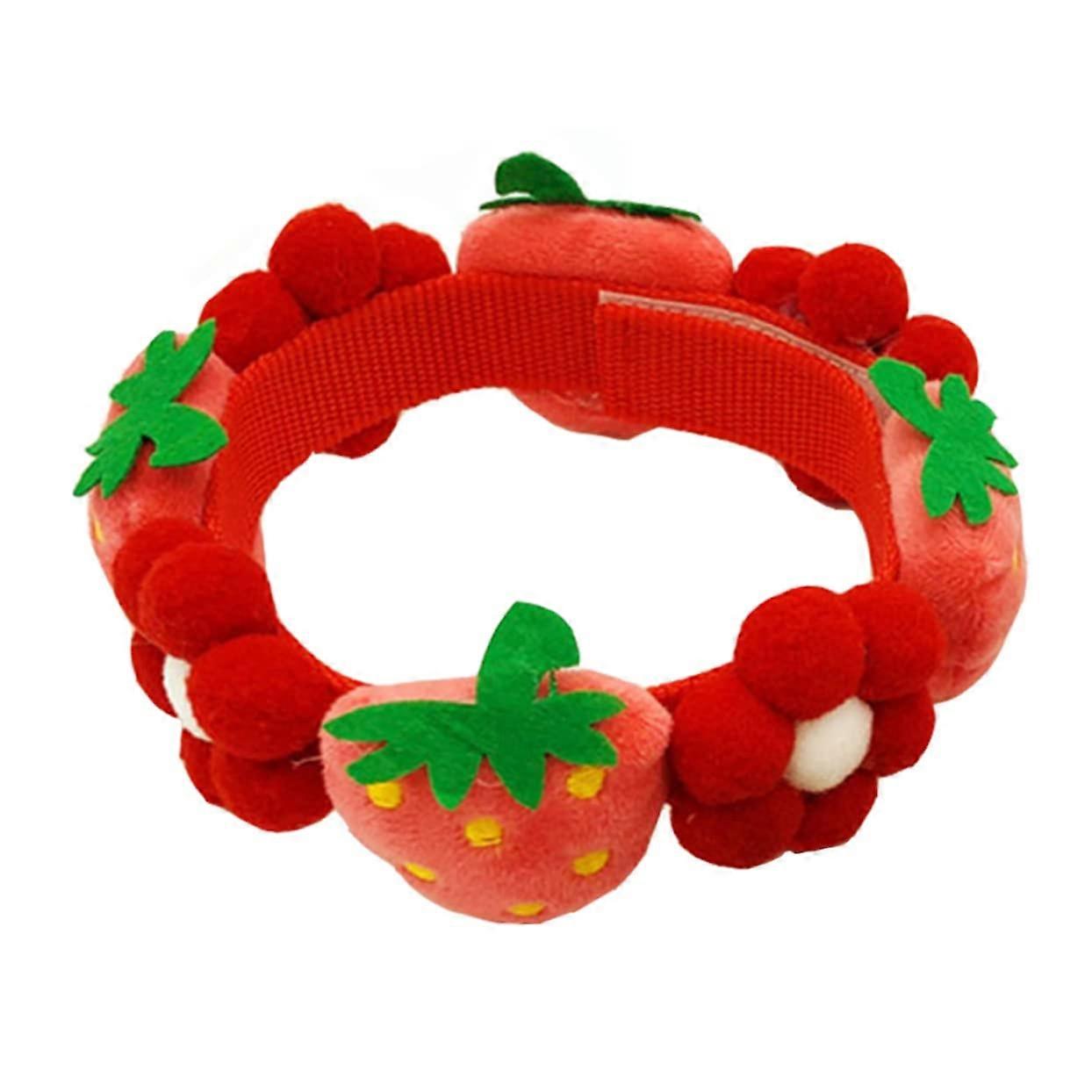 Strawberry adjustable dog collar for cats and small pets, suitable for photo shoots, daily wear, and parties.