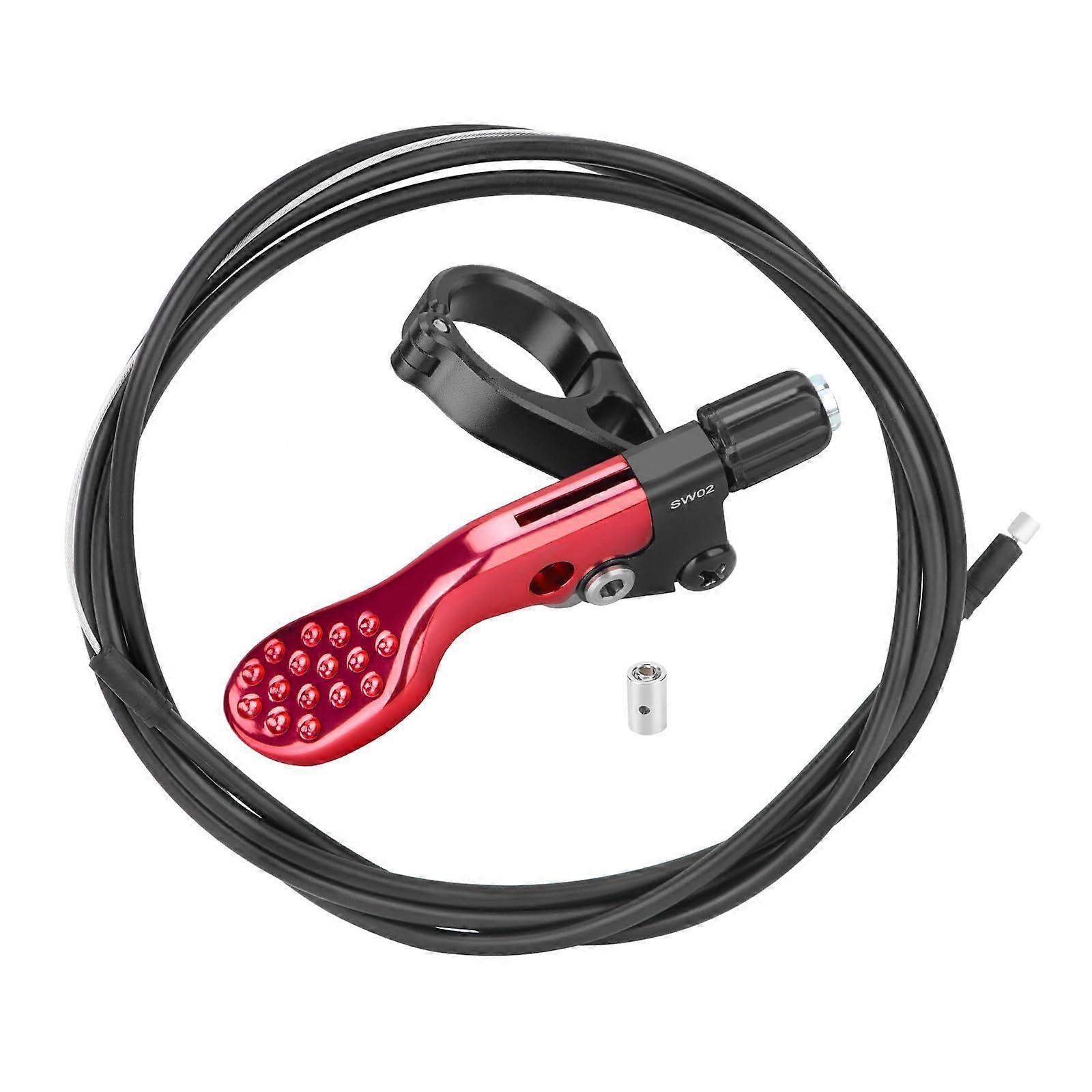 Mountain Bike Dropper Seatpost With Lever And Remote, Red, Adjustable Height, Cable-Actuated