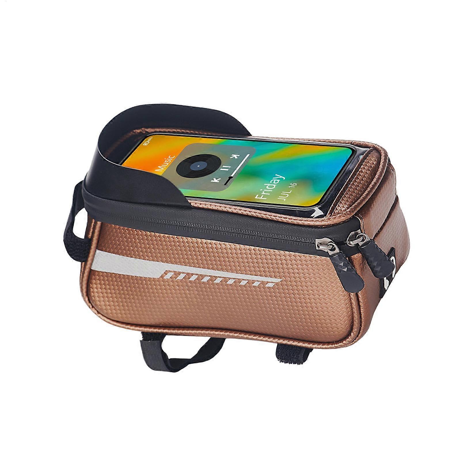 Bicycle Mobile Phone Holder Bag - Waterproof Front Frame Bag for Mountain and Road Bikes, Compatible with Scooters