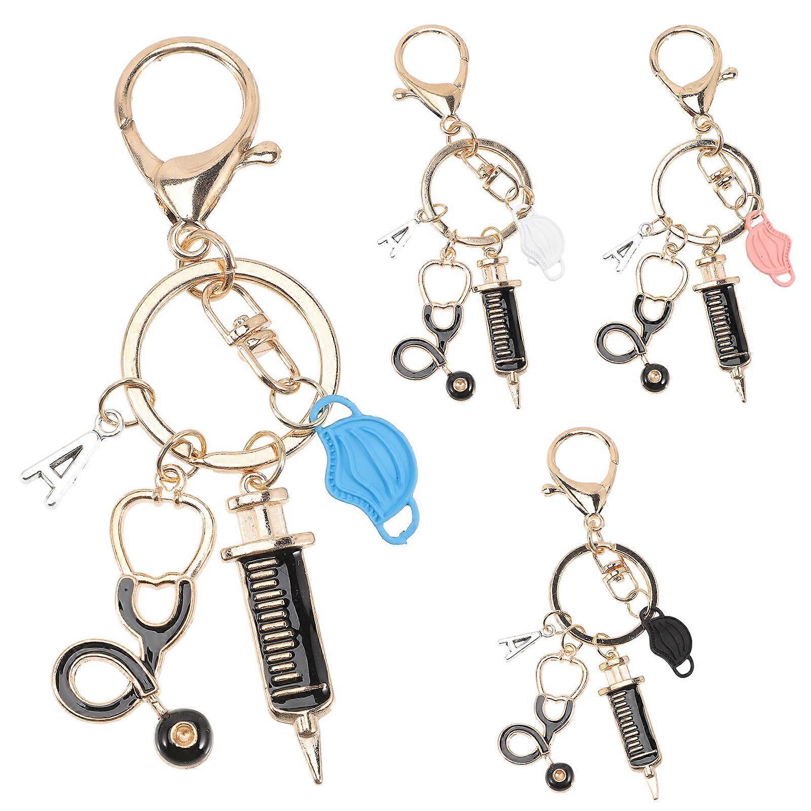 Bag Pendant Key Ring Assorted Color Design Keychain Decor For Nurses Birthday 4Pcs