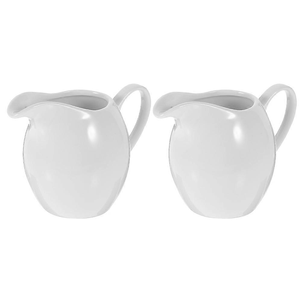 Small Pitcher For Sauce White Ceramic With Sturdy Bottom 2Pcs Pouring