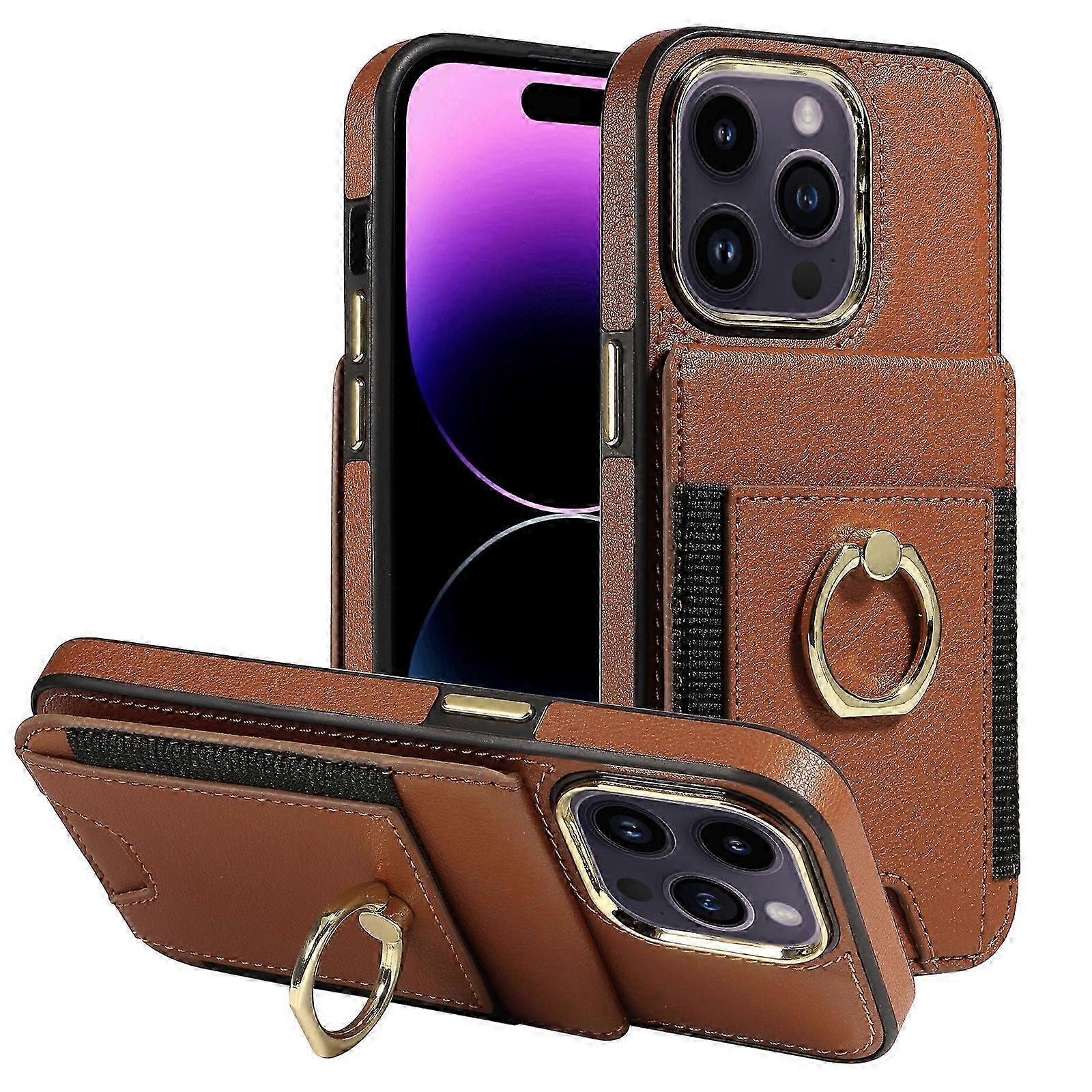 Wallet Case Compatible with iPhone 15 Pro Max, Leather Case with Card Holder Ring Kickstand, Protective Case for iPhone 15 Pro Max