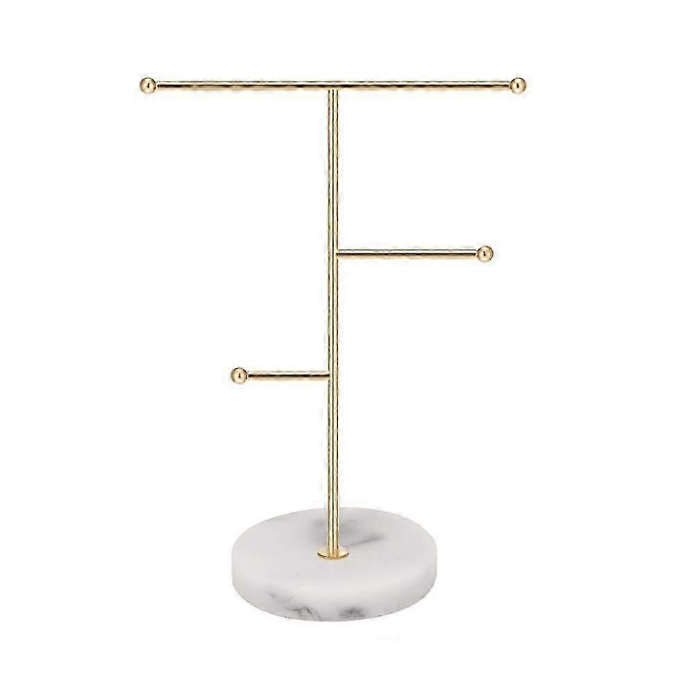 Elegant T-Bar Jewelry Organizer for Home, Perfect for Displaying Various Types of Jewelry on a Solid Marble Base