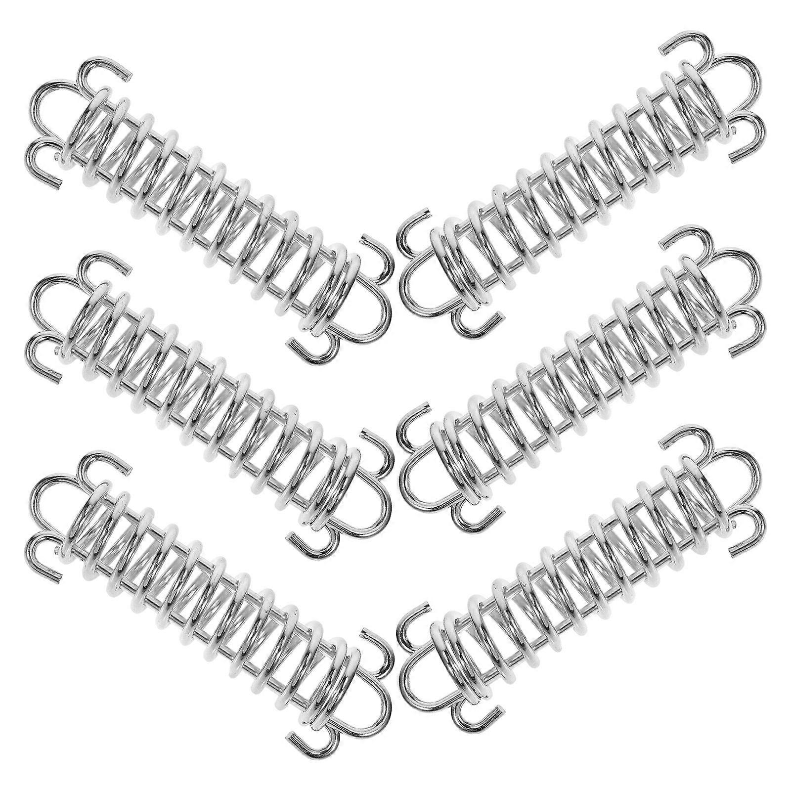 6pcs Durable Tent Spring Hooks with Shock Absorbing Buckles for Rope Tensioning, Windproof Design for Camping, Awnings and Outdoor Canopy Fixing