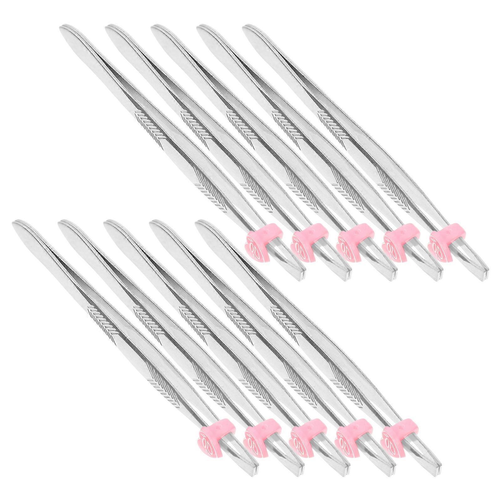 High Precision Tweezers Stainless Steel Eyebrow Clip Heart Shape Buckle For Travel Business Trip Personal Use 24Pcs