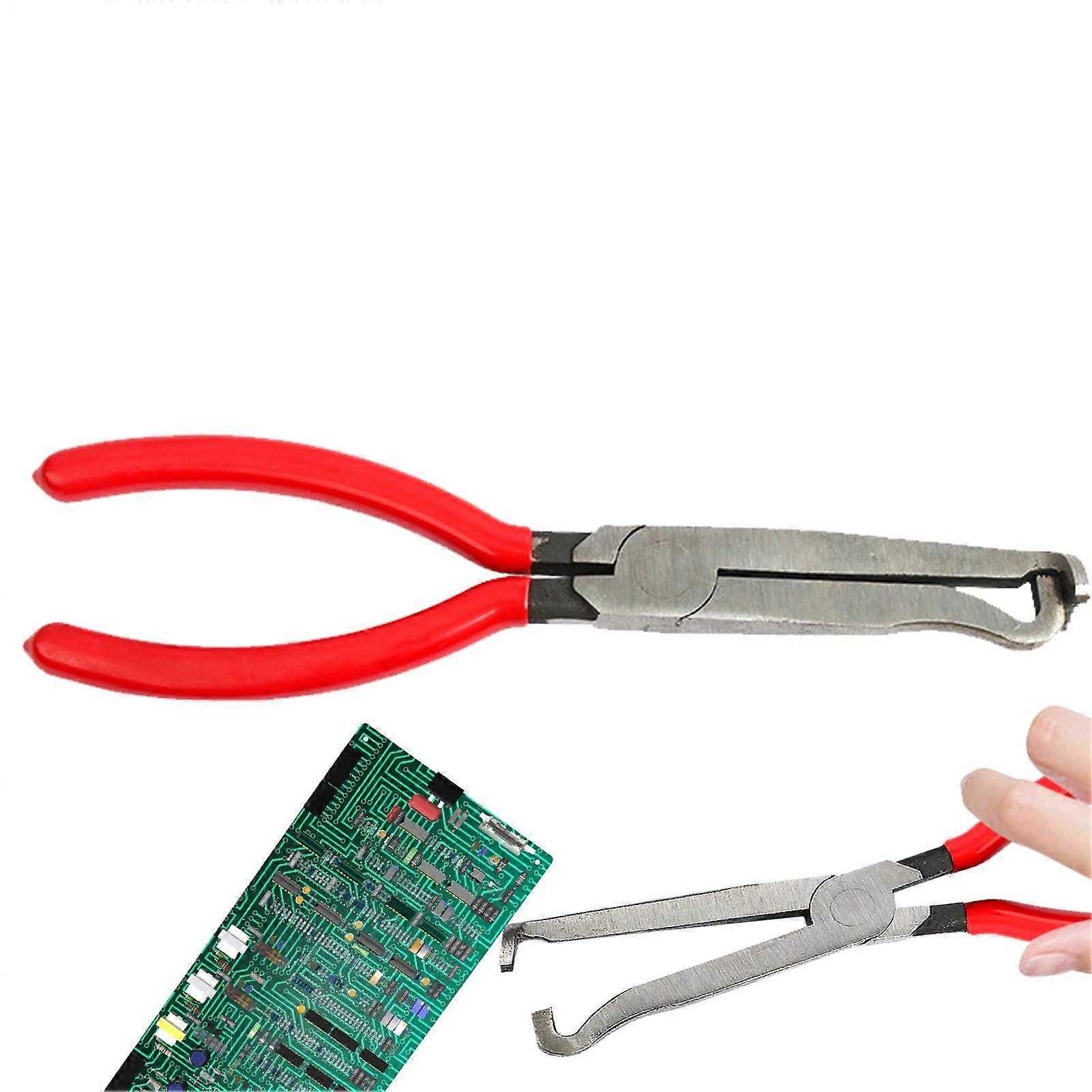 Electric Disconnect Pliers - Long Spark Plug Removal Tool, Wire Puller Cap, Steel Connector Clip, Red Elet Connection Separator